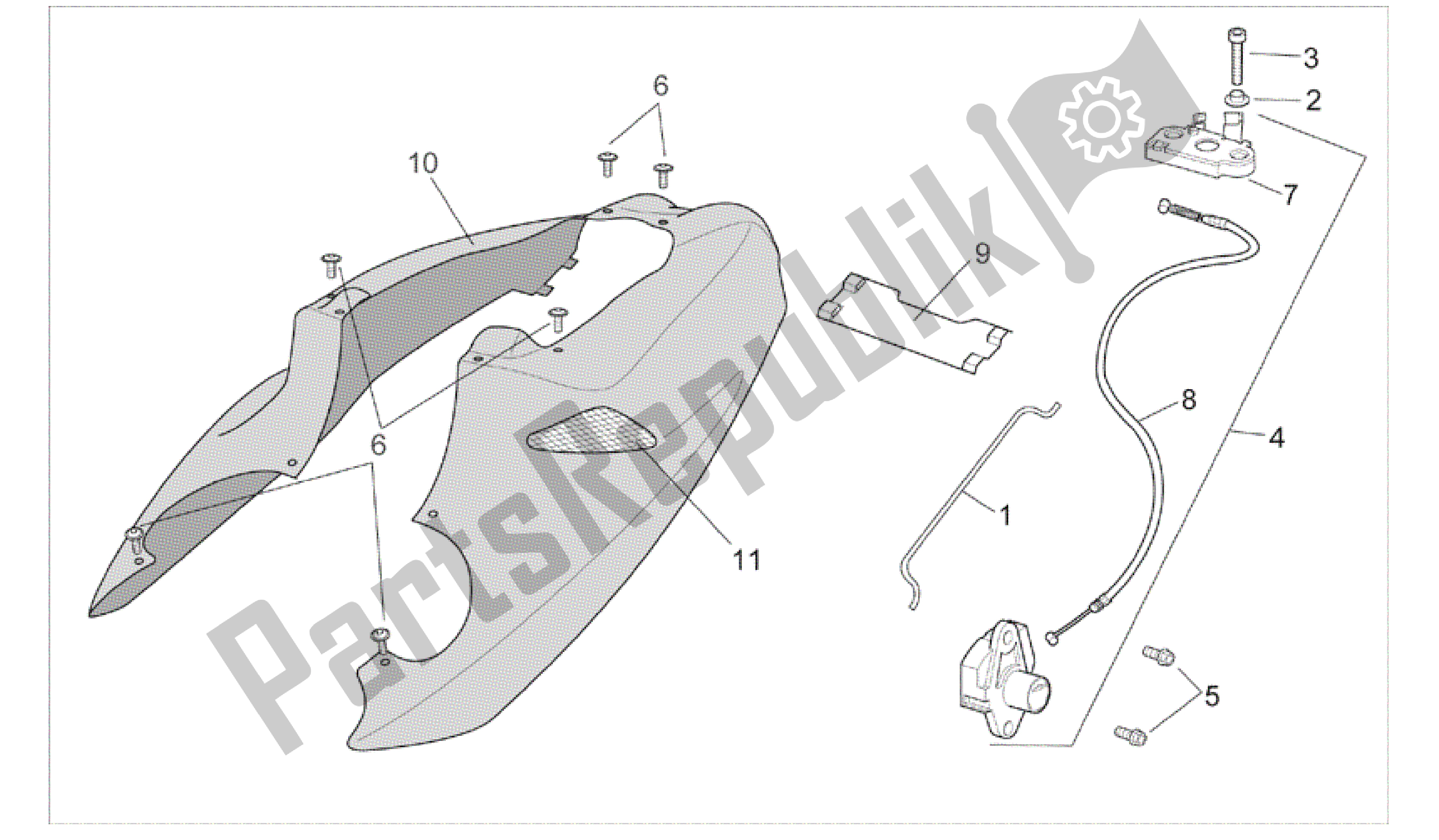 All parts for the Rear Body - Rear Fairing of the Aprilia RSV Mille 3963 1000 2003