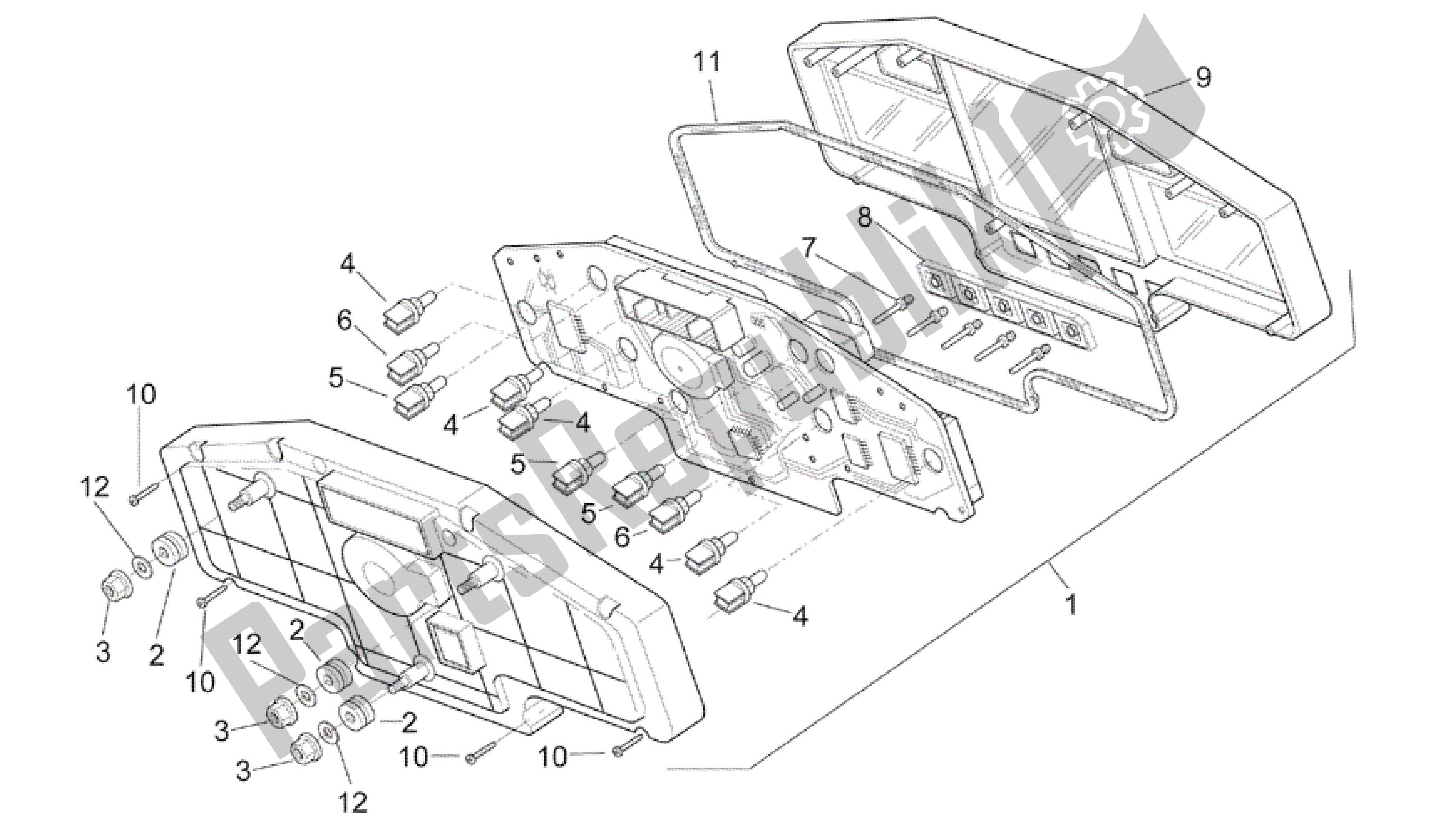 All parts for the Dashboard of the Aprilia RSV Mille 3963 1000 2003