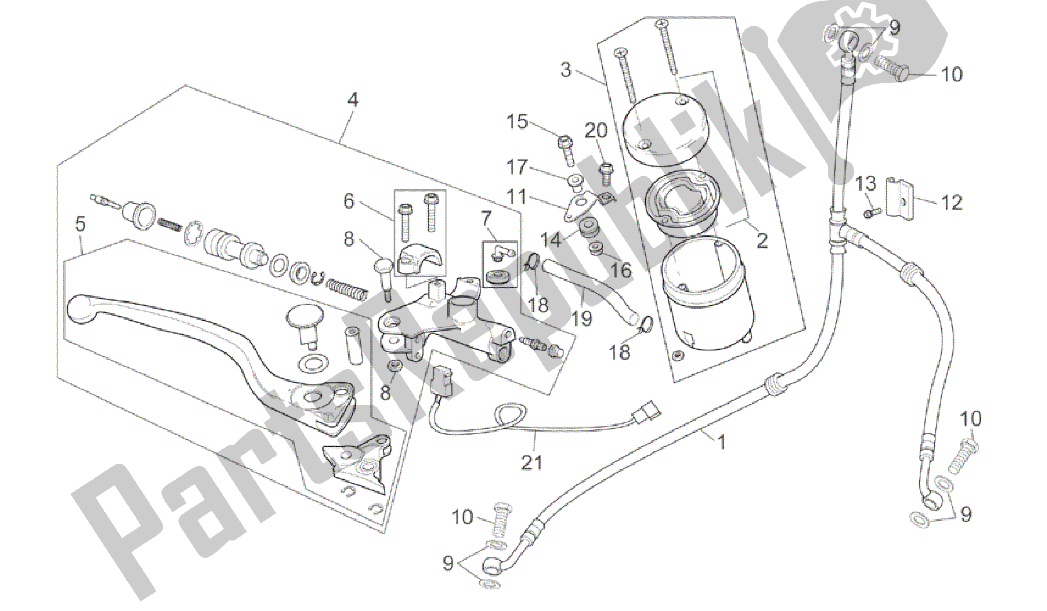 All parts for the Front Master Cilinder of the Aprilia RSV Mille 3963 1000 2003