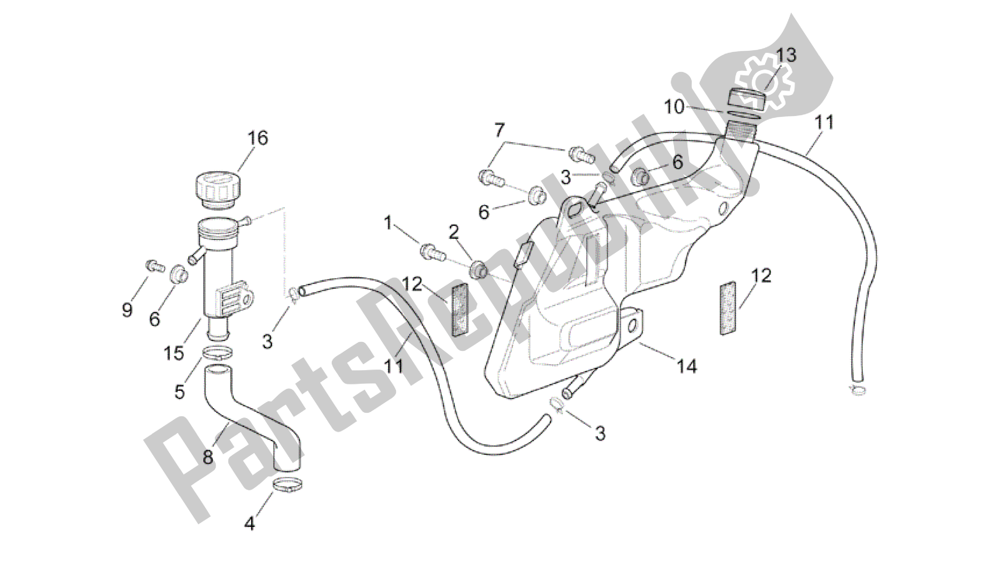 All parts for the Expansion Tank of the Aprilia RSV Mille 3963 1000 2003