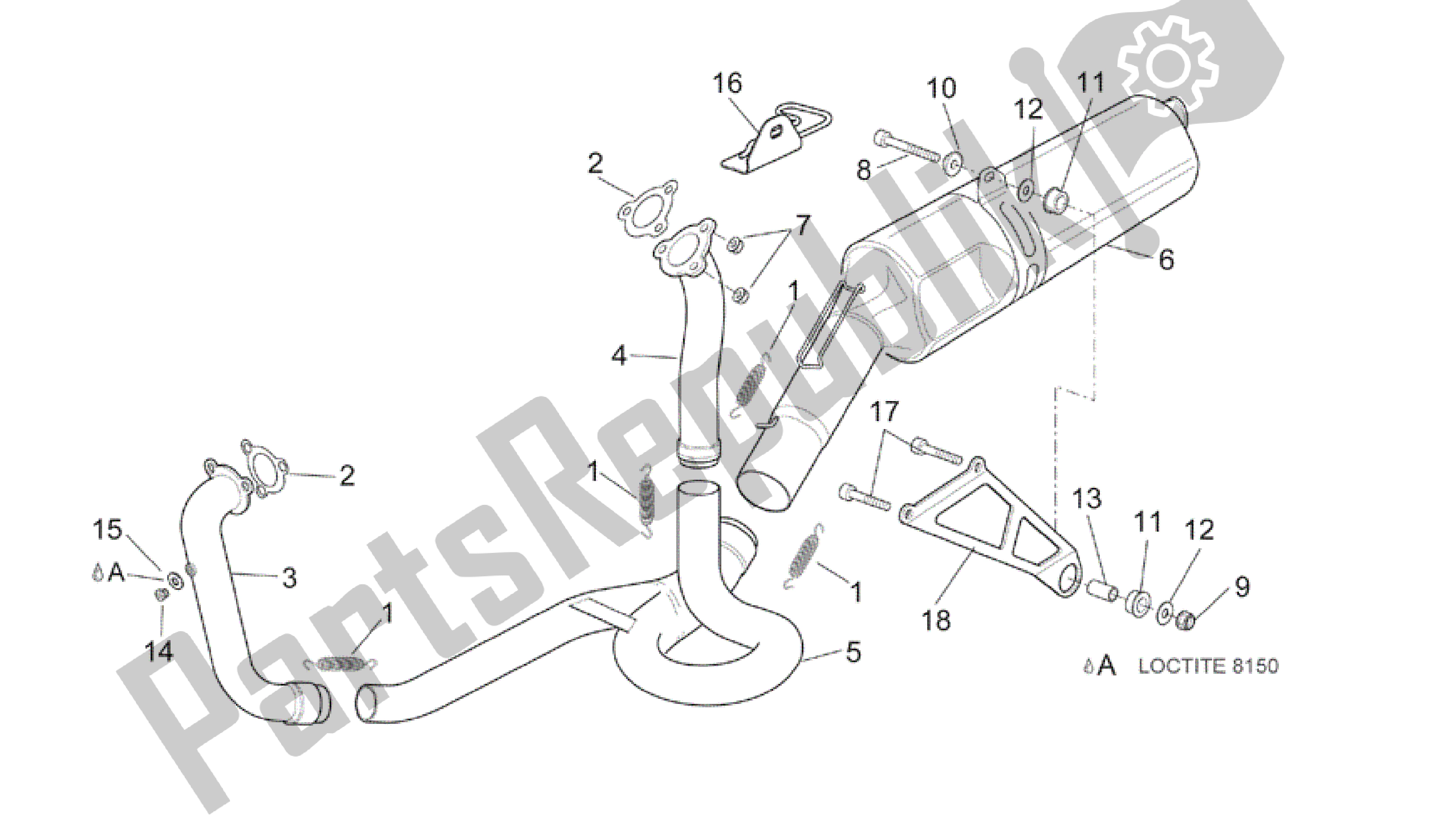 All parts for the Exhaust Pipe of the Aprilia RSV Mille 3963 1000 2003