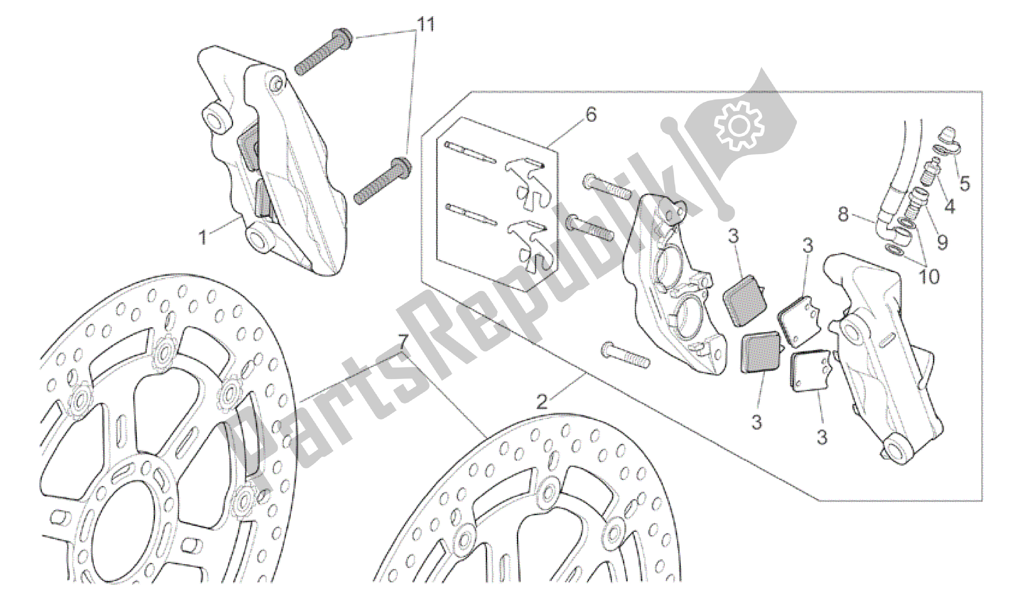 Todas las partes para Pinza De Freno Delantero de Aprilia RSV Mille 3963 1000 2003