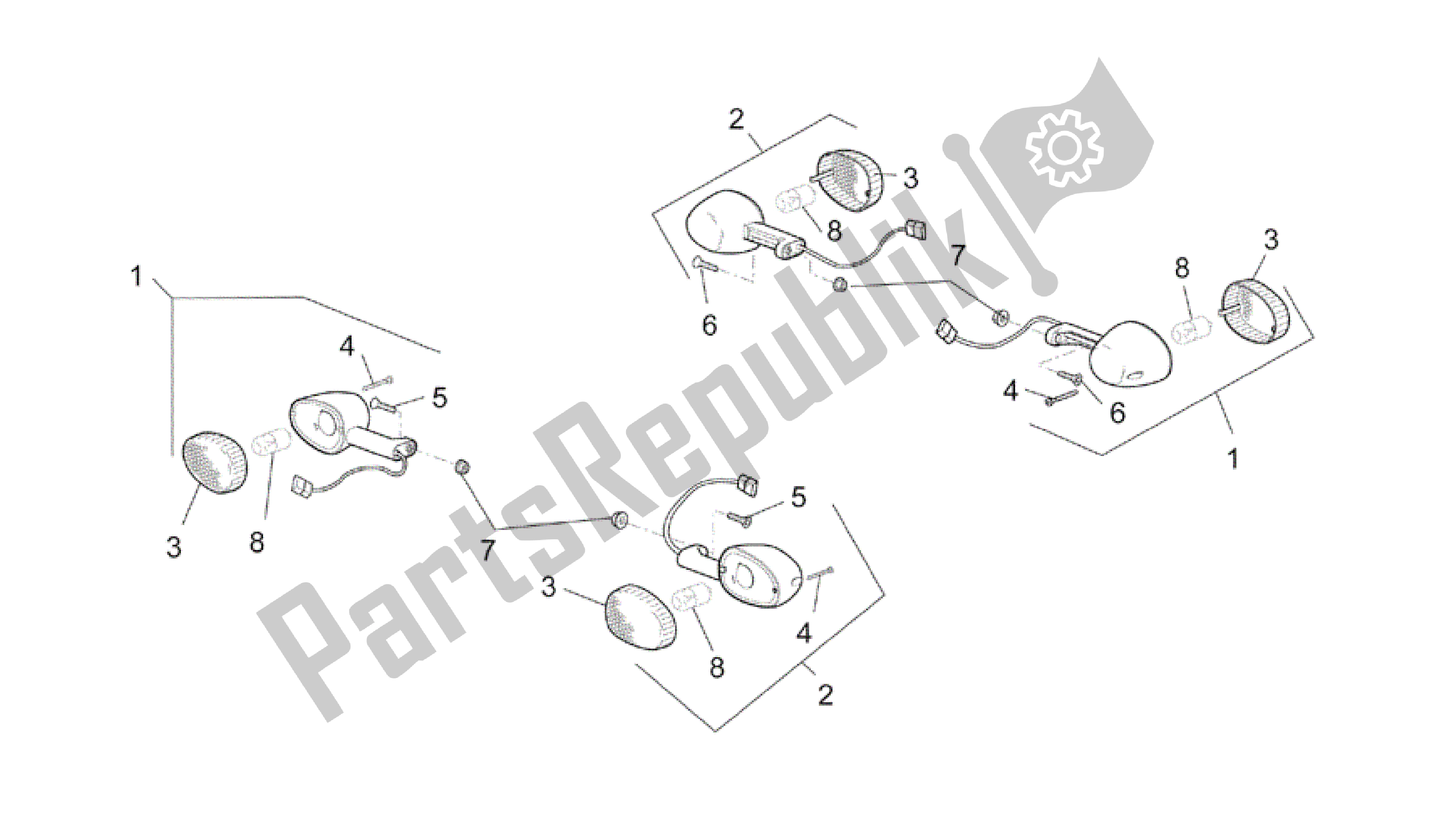 All parts for the Turn Indicators of the Aprilia RSV Mille 3963 1000 2003