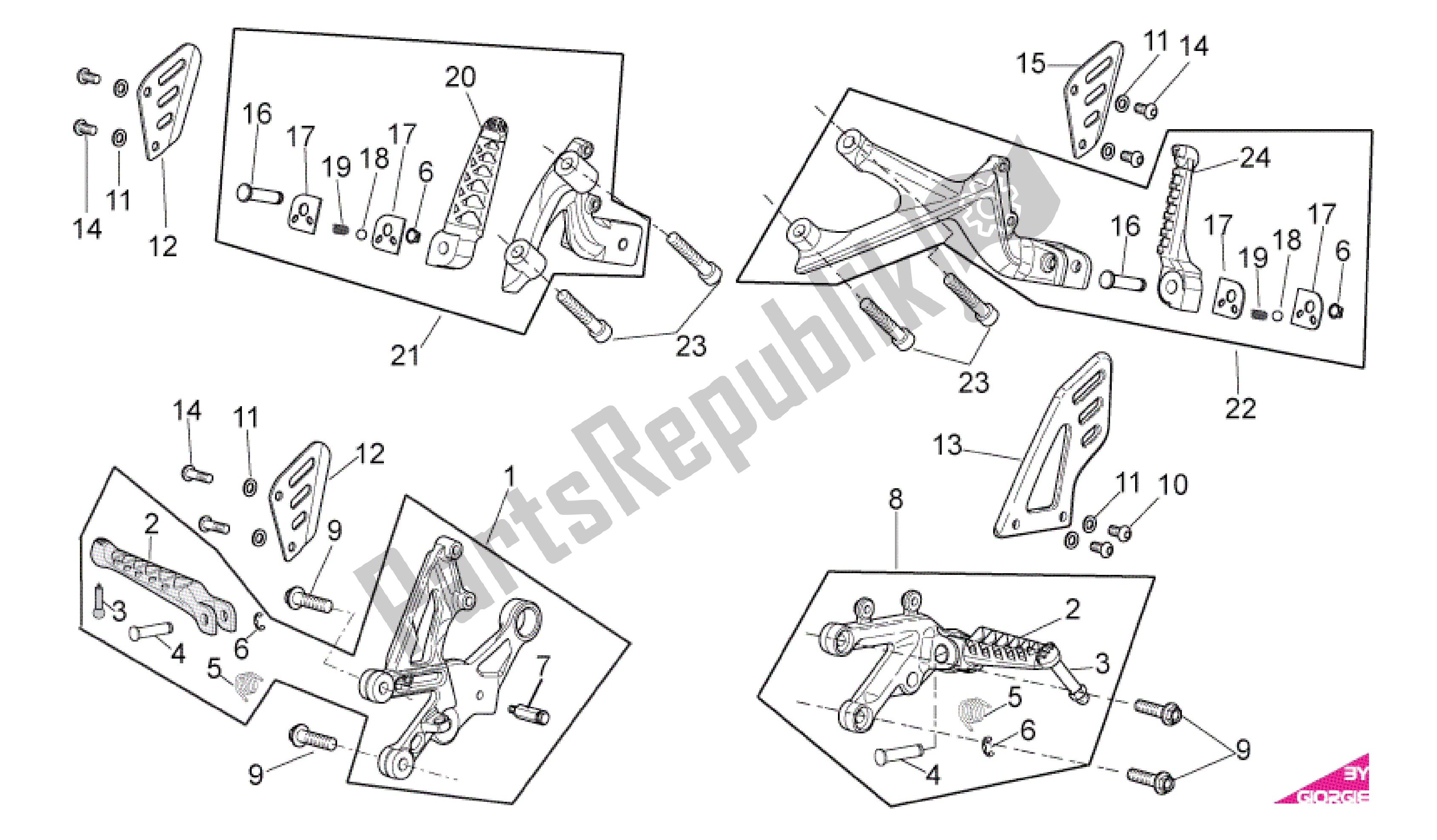 Toutes les pièces pour le Repose-pieds du Aprilia RSV4 Factory SBK Racing 3979 1000 2009 - 2010