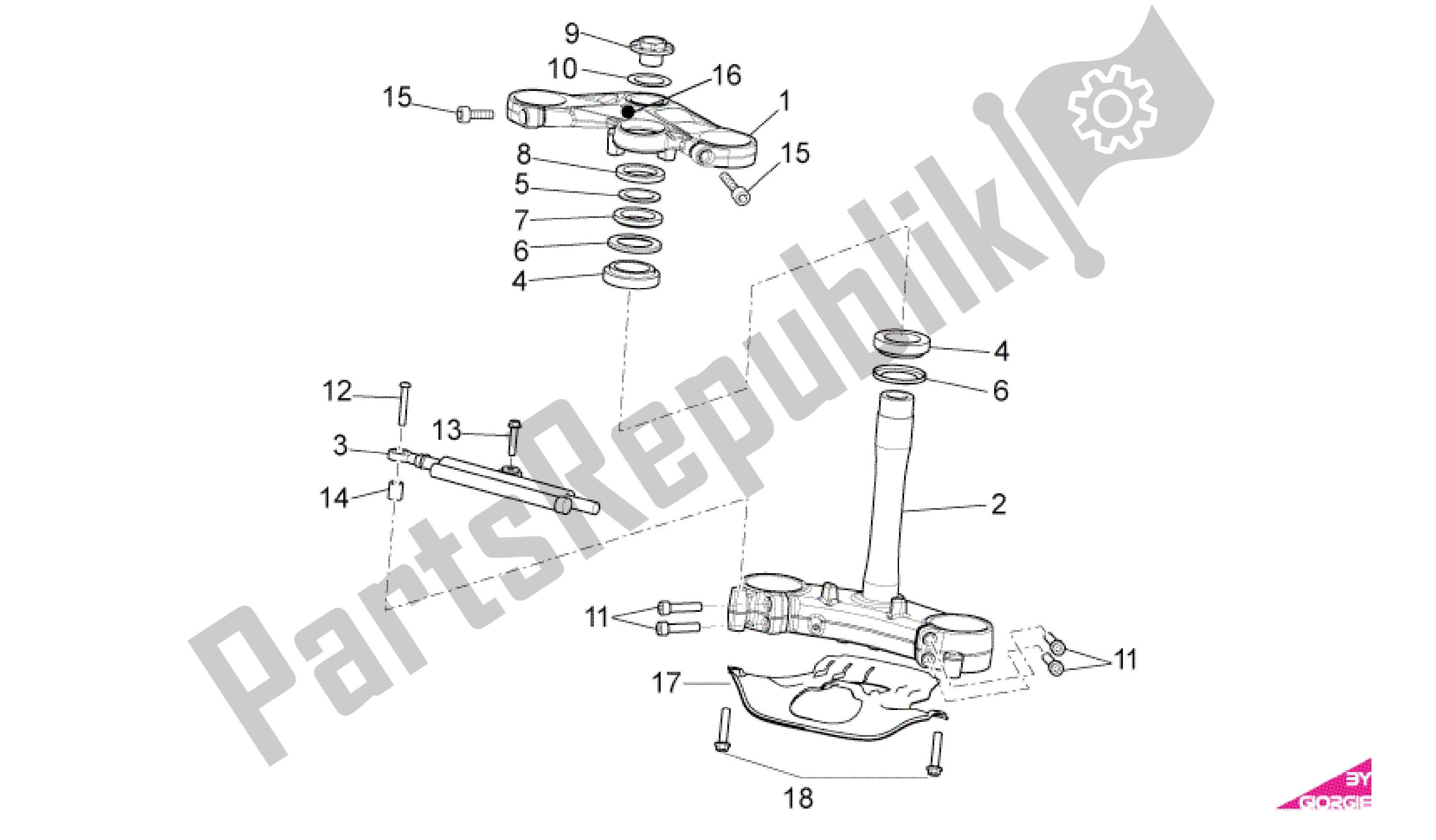 All parts for the Steering of the Aprilia RSV4 Factory SBK Racing 3979 1000 2009 - 2010