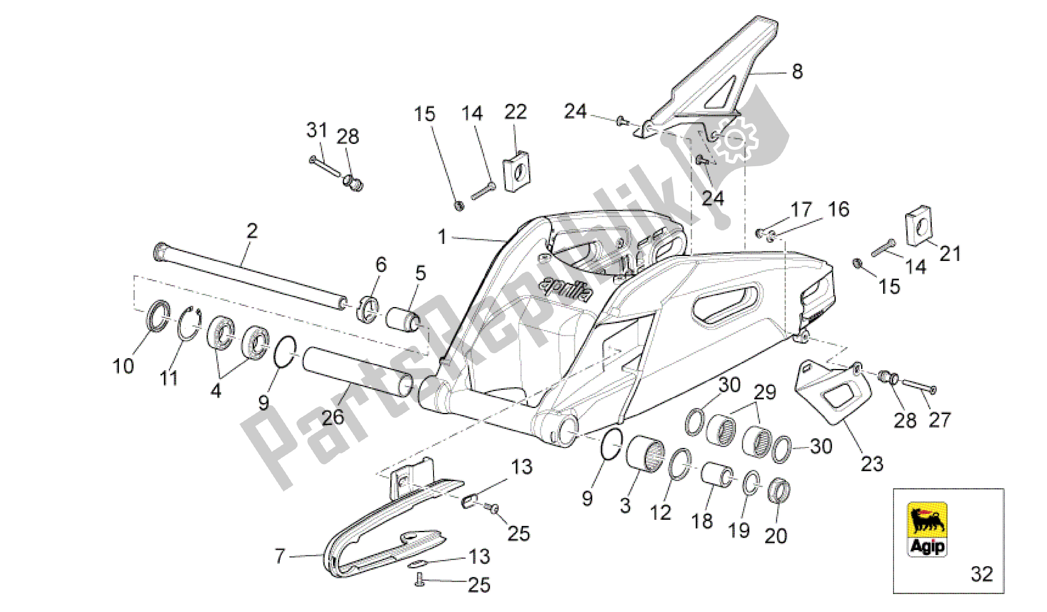 Alle Teile für das Schwinge des Aprilia RSV4 Factory SBK Racing 3979 1000 2009 - 2010