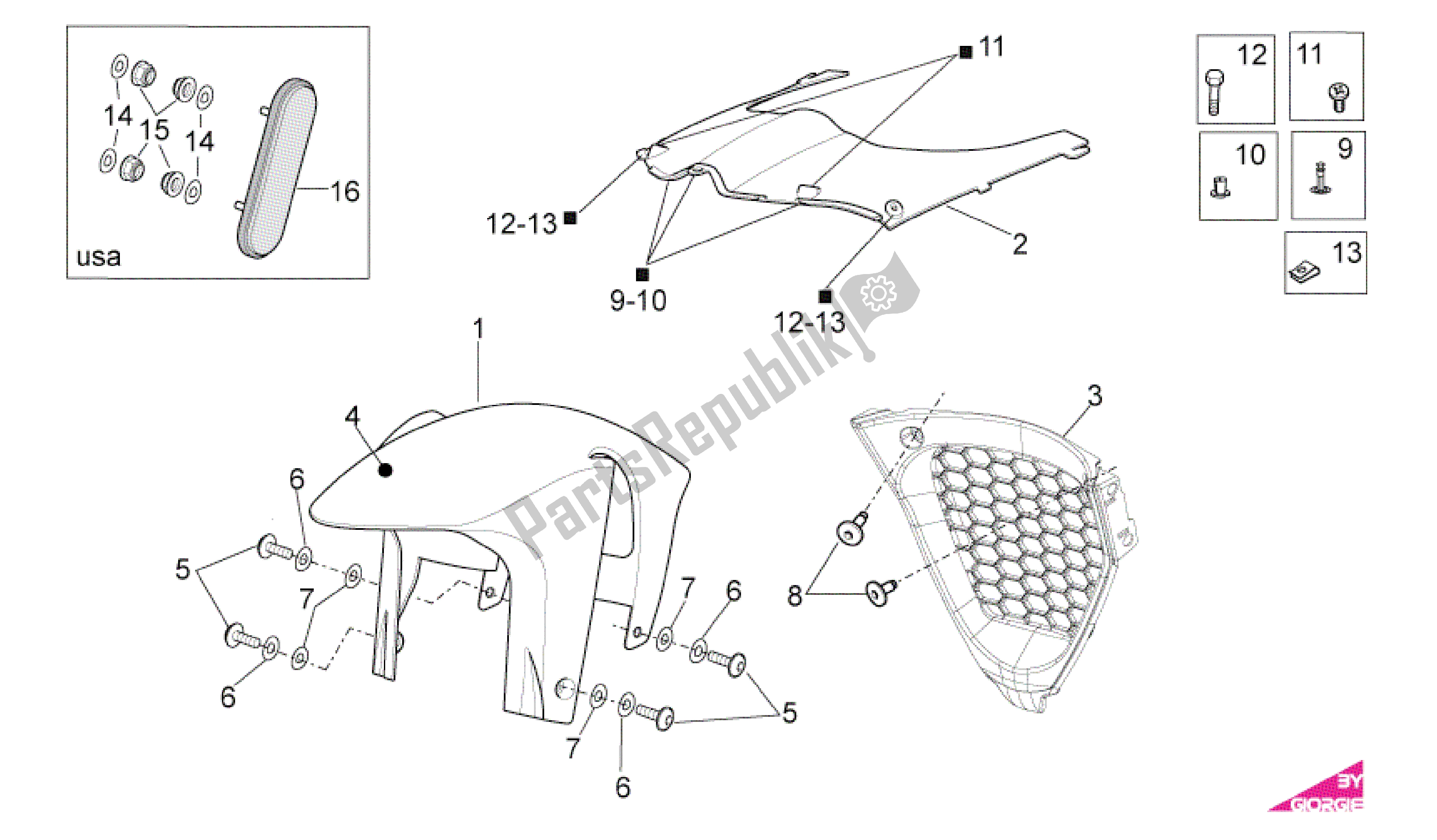 Tutte le parti per il Corpo Anteriore Iii del Aprilia RSV4 Factory SBK Racing 3979 1000 2009 - 2010