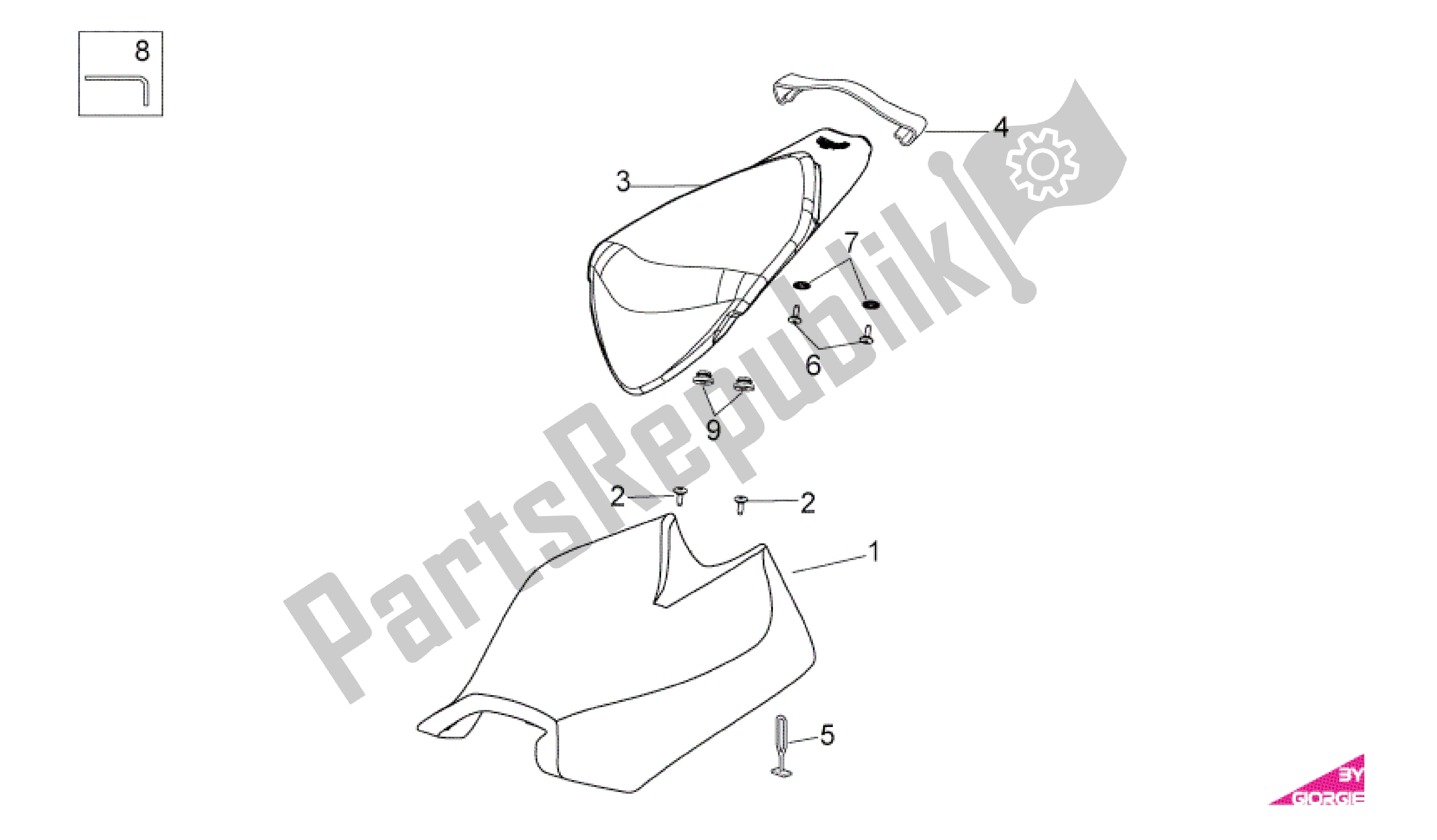 All parts for the Saddle of the Aprilia RSV4 Factory SBK Racing 3979 1000 2009 - 2010