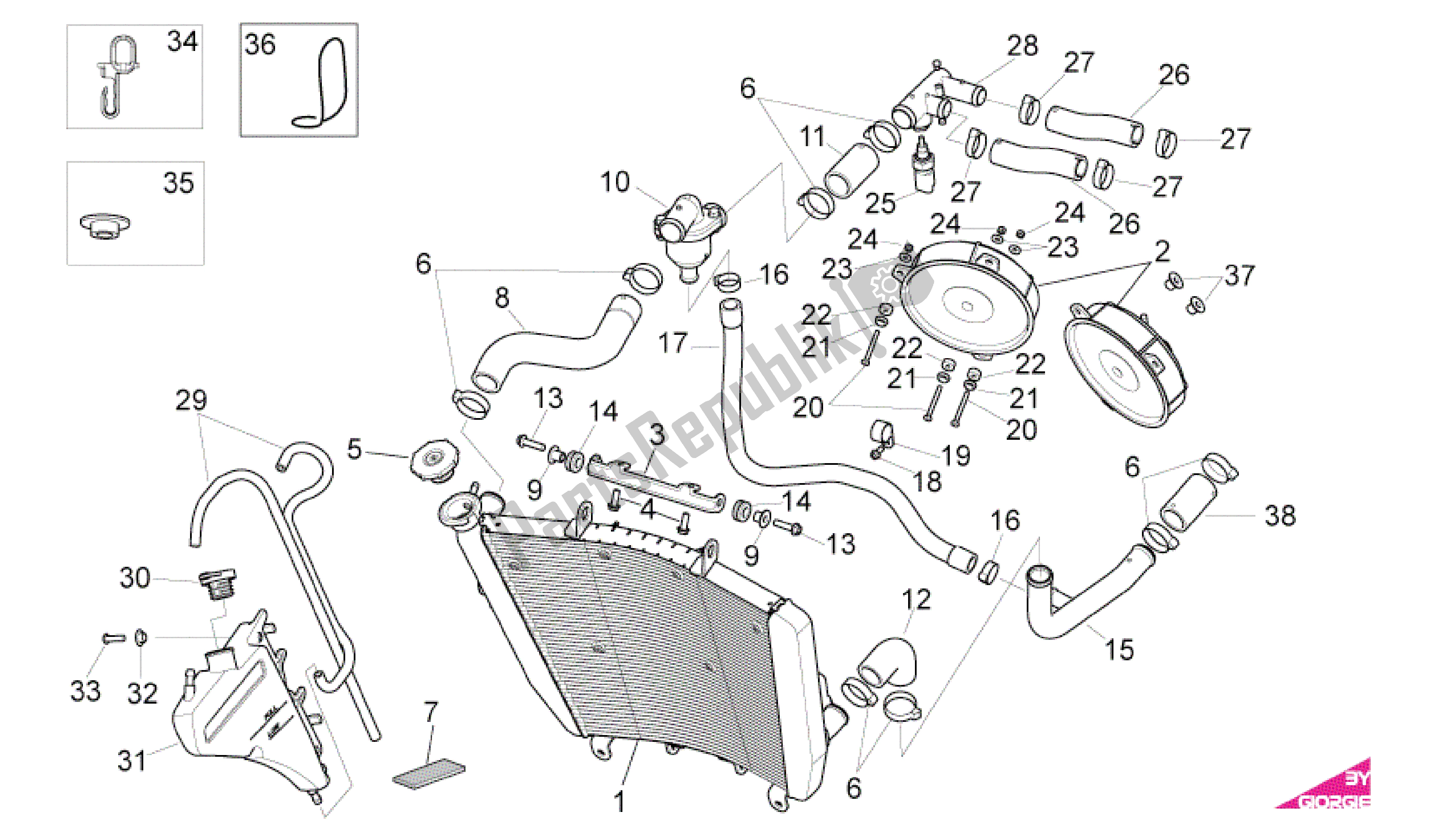 Wszystkie części do System Ch? Odzenia Aprilia RSV4 Factory SBK Racing 3979 1000 2009 - 2010