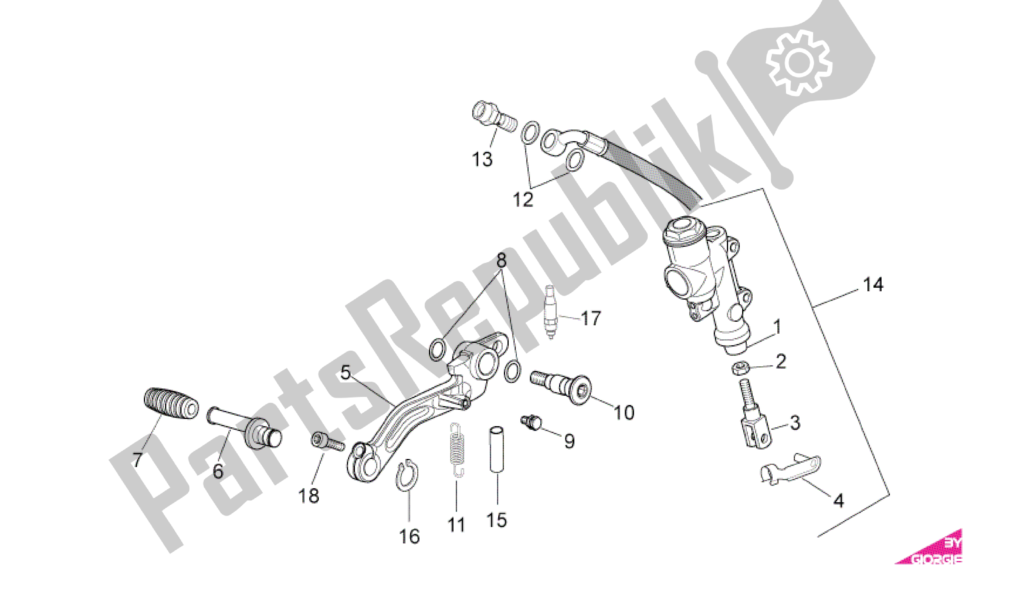 Wszystkie części do Tylny Cylinder G?ówny Aprilia RSV4 Factory SBK Racing 3979 1000 2009 - 2010