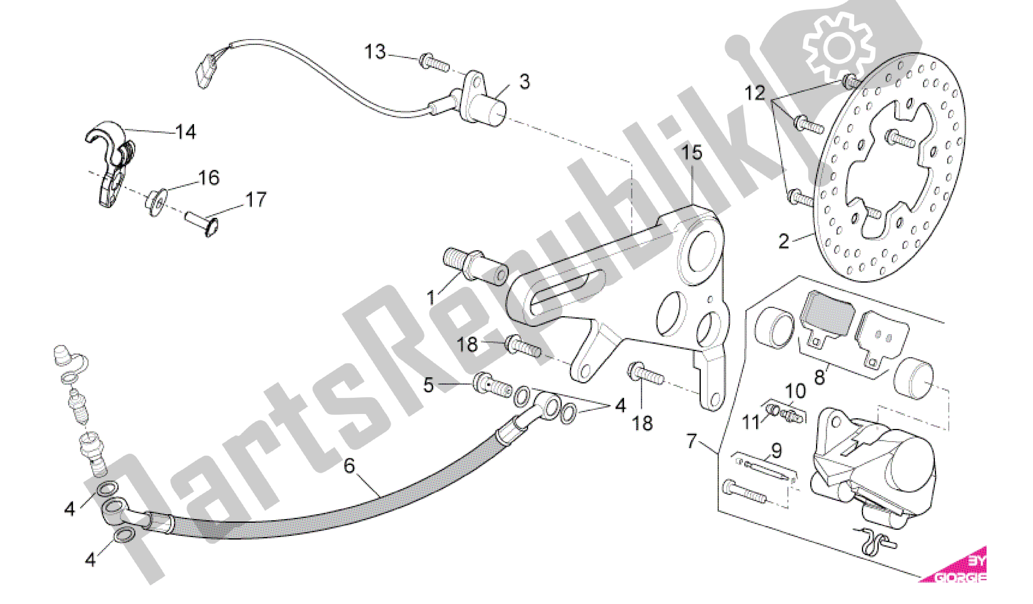 All parts for the Rear Brake Caliper of the Aprilia RSV4 Factory SBK Racing 3979 1000 2009 - 2010