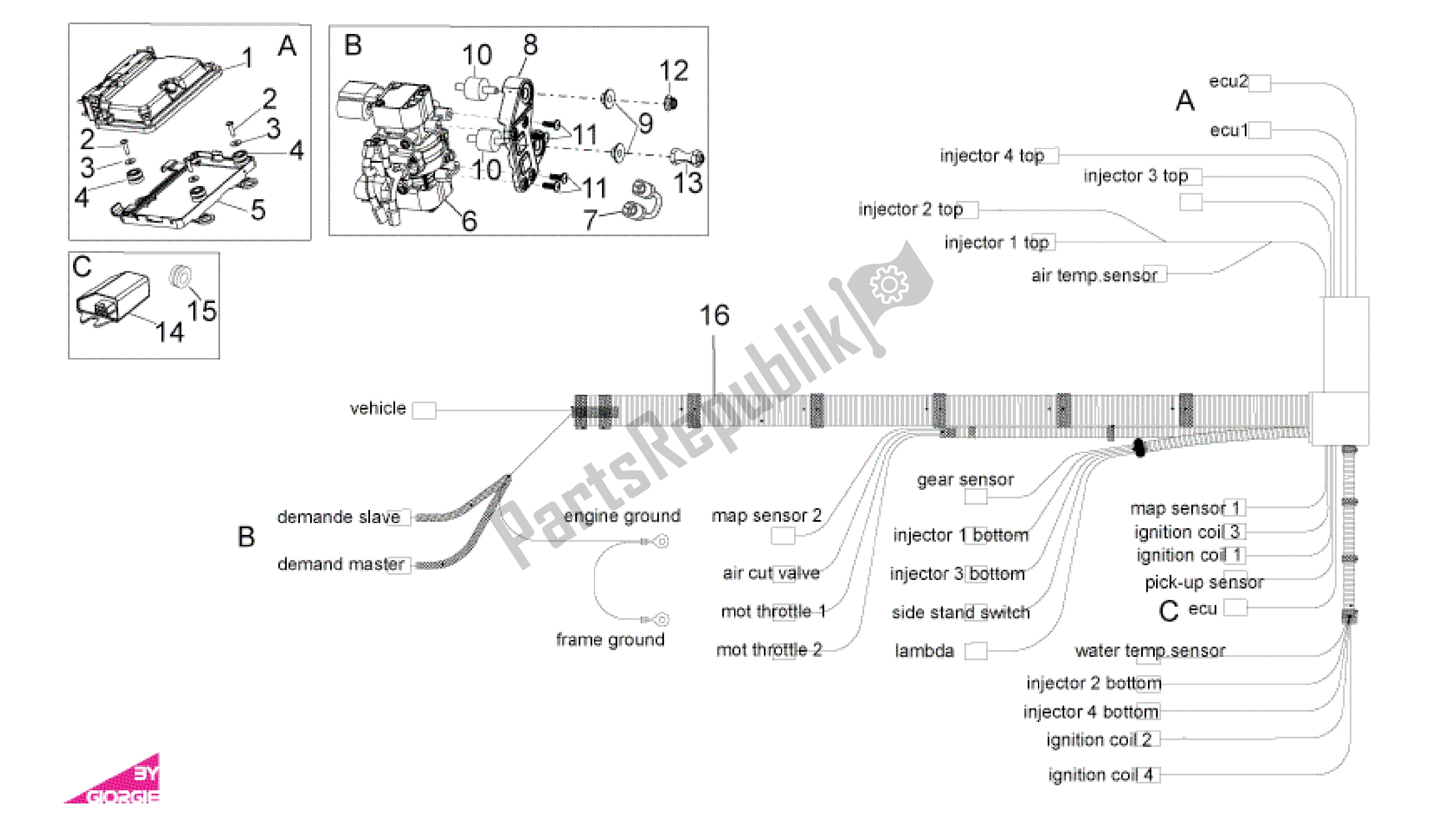 Toutes les pièces pour le Système électrique Iii du Aprilia RSV4 Factory SBK Racing 3979 1000 2009 - 2010