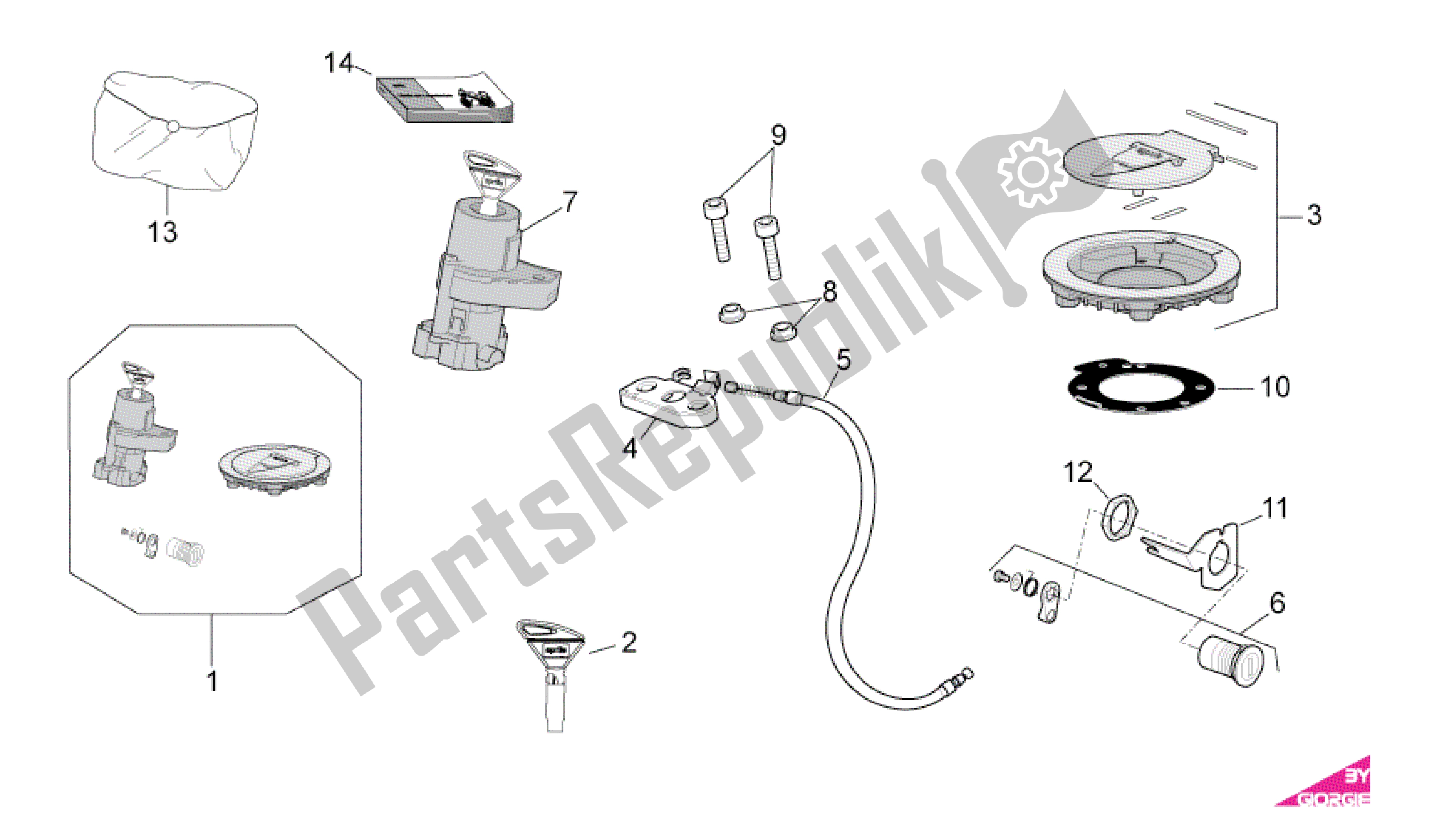 Wszystkie części do Zestaw Oku? Do Zamka Aprilia RSV4 Factory SBK Racing 3979 1000 2009 - 2010