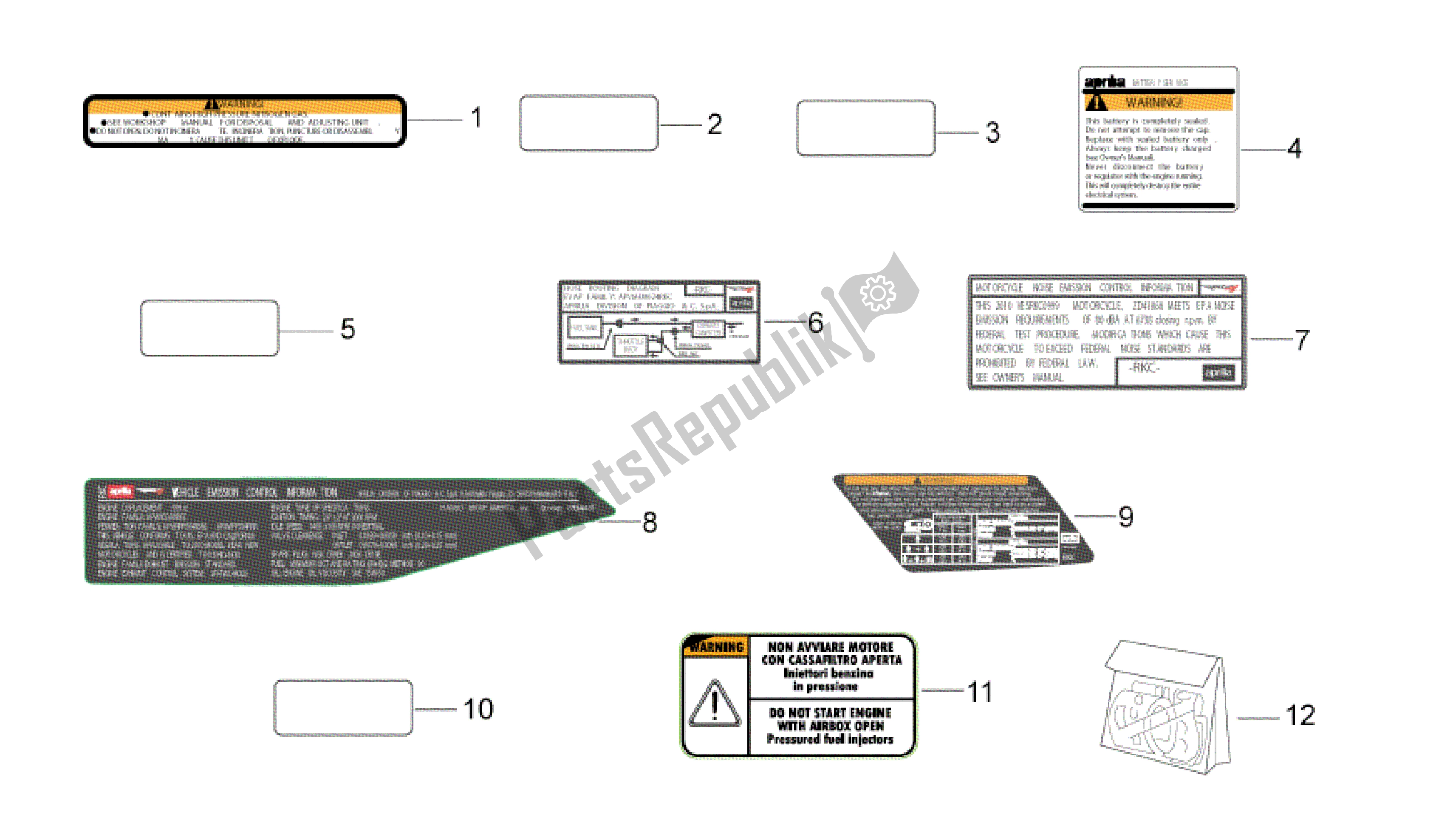 Alle onderdelen voor de Plaat Set En Sticker van de Aprilia RSV4 Factory SBK Racing 3979 1000 2009 - 2010