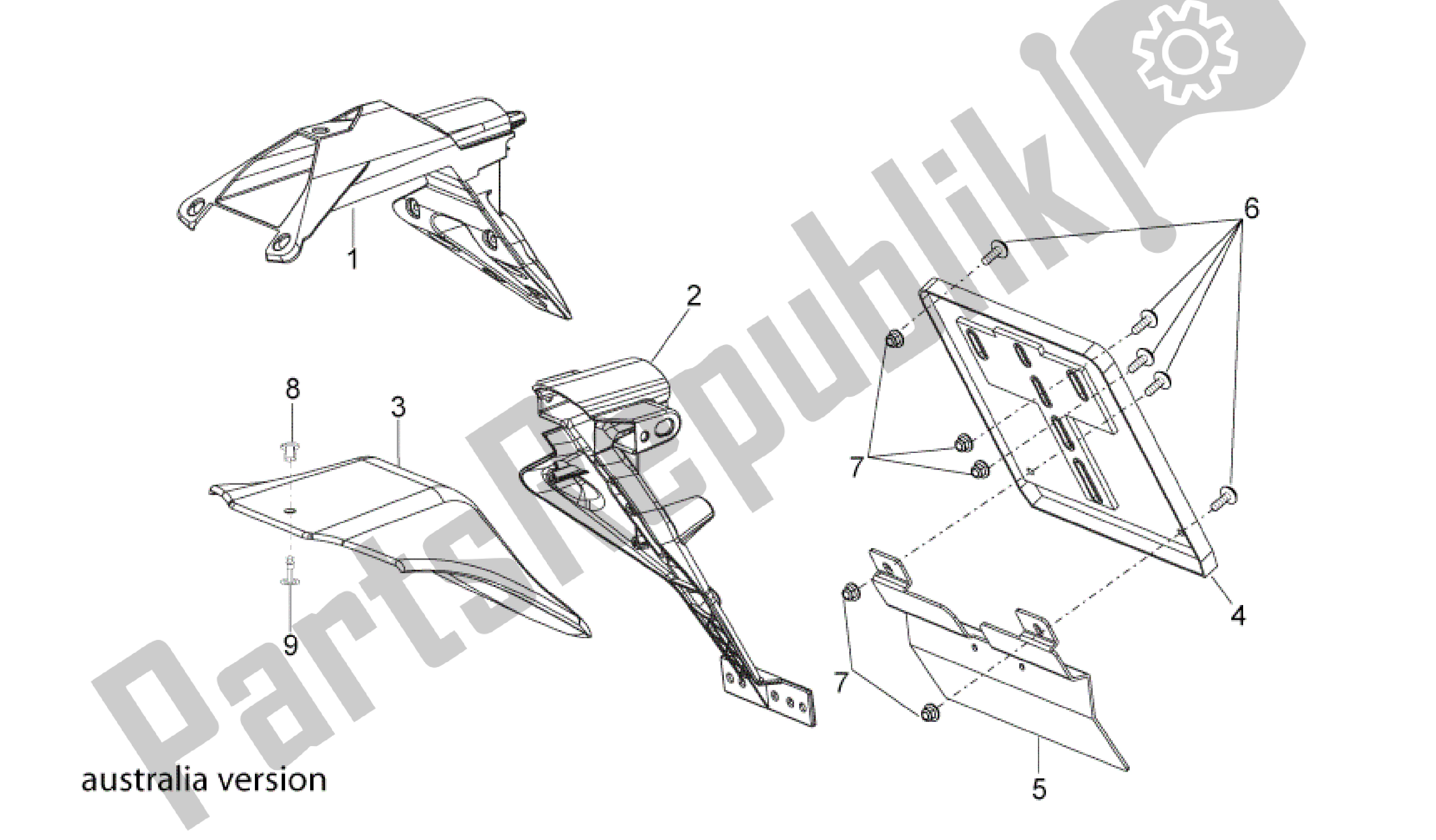 Alle onderdelen voor de Achterlichaam Iii van de Aprilia RSV4 Factory SBK Racing 3979 1000 2009 - 2010