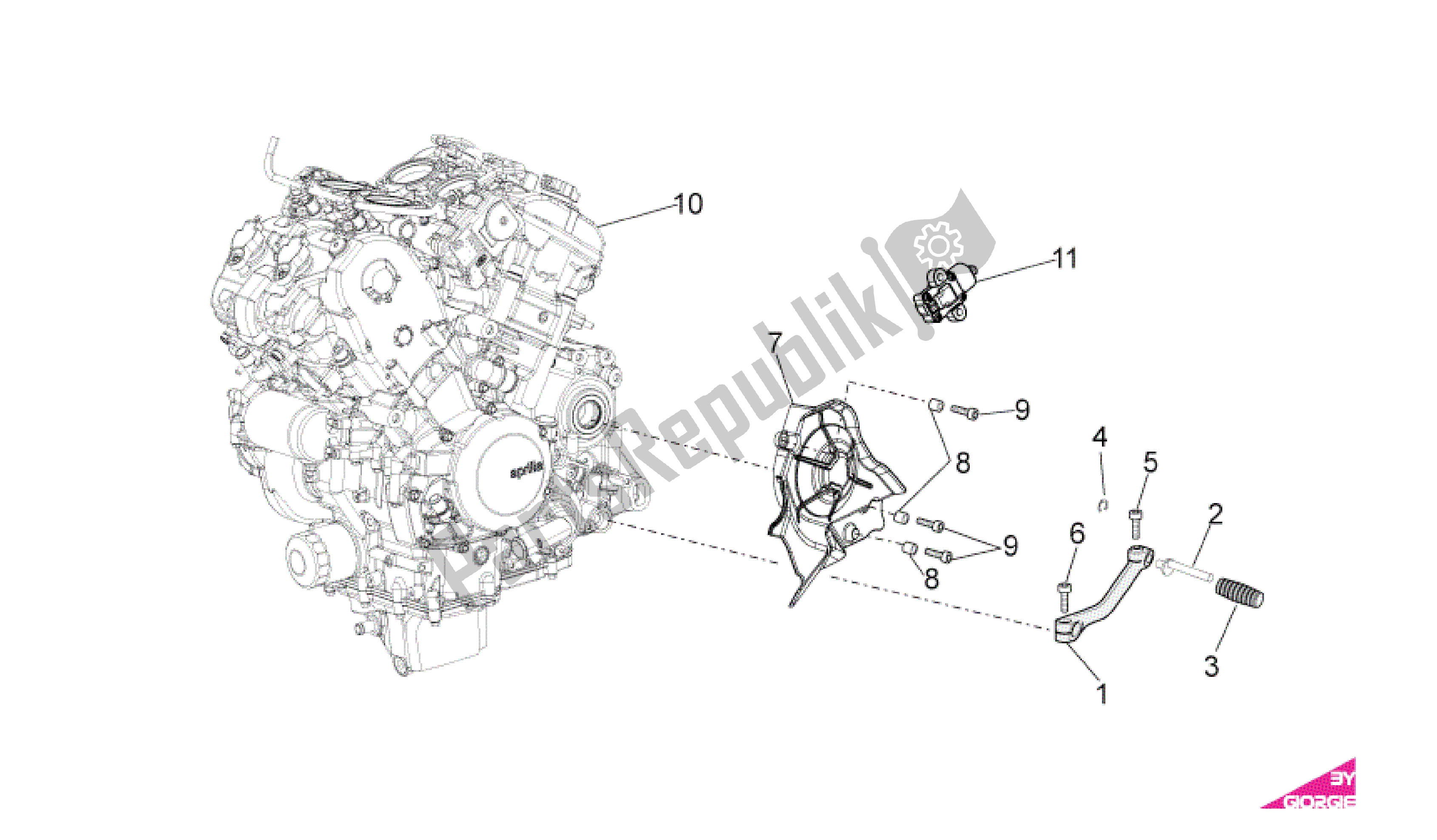 Todas as partes de Motor do Aprilia RSV4 Factory SBK Racing 3979 1000 2009 - 2010