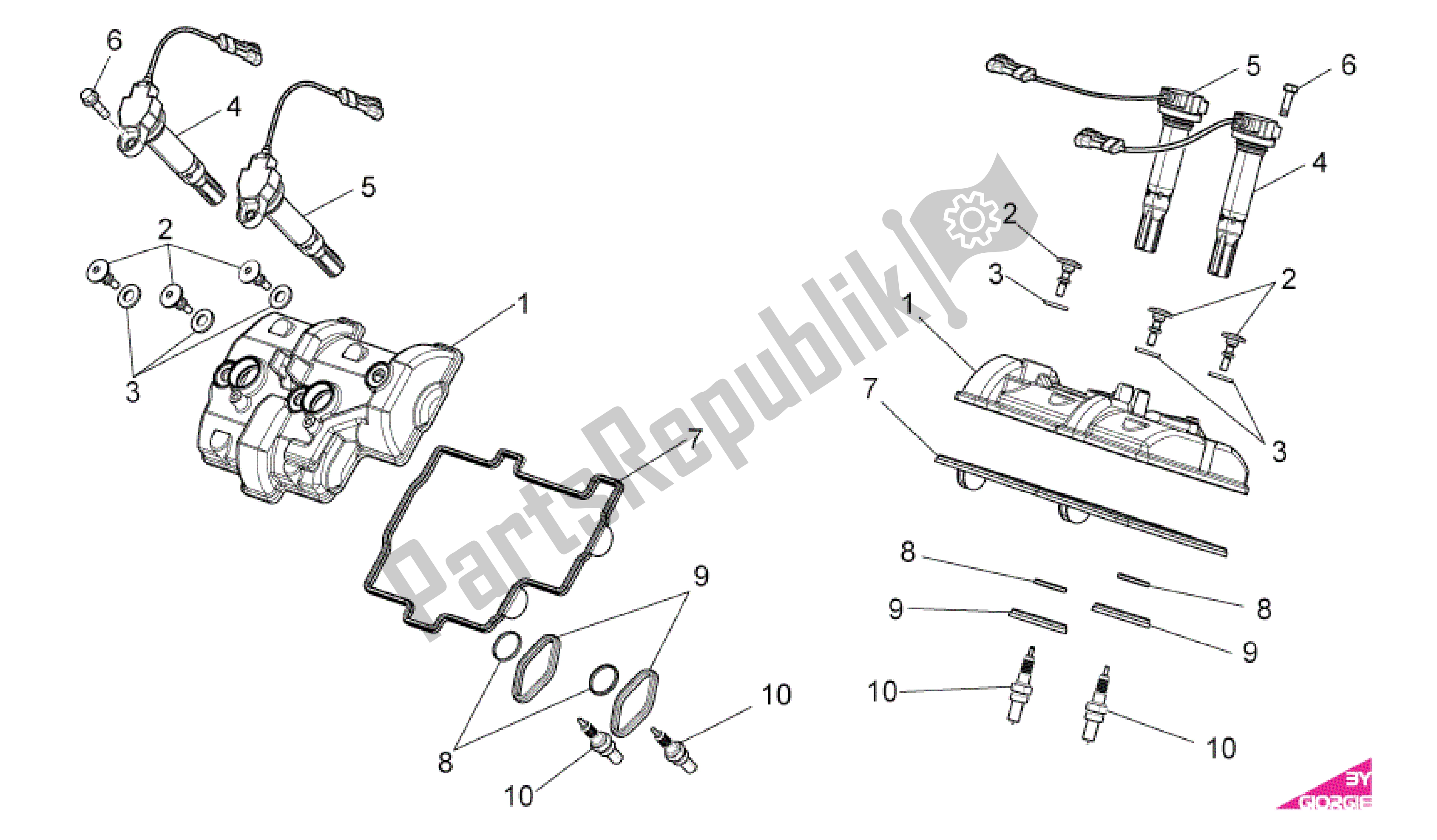 All parts for the Valves Cover of the Aprilia RSV4 Factory SBK Racing 3979 1000 2009 - 2010