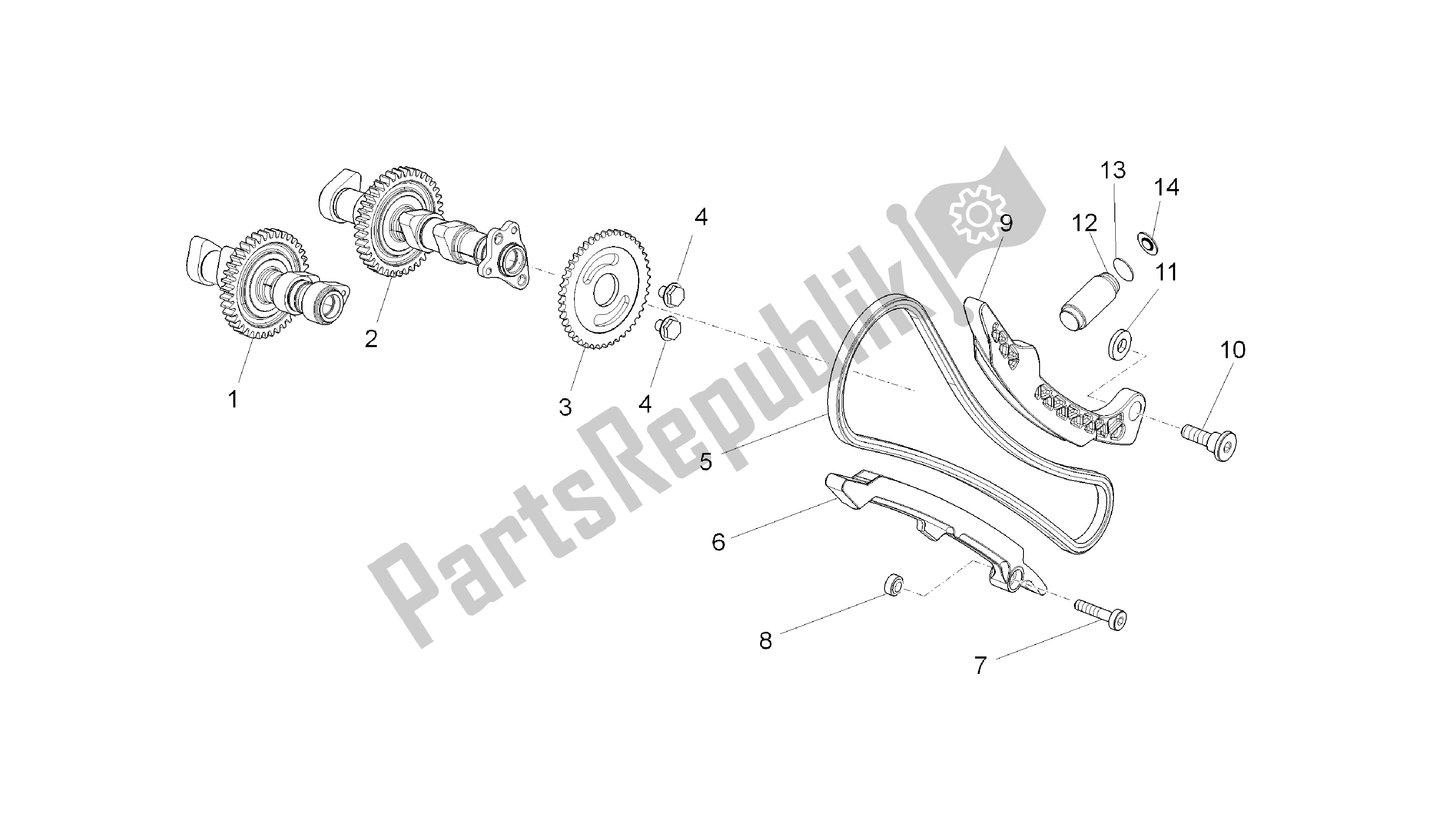 Todas as partes de Sistema De Cronometragem Do Cilindro Dianteiro do Aprilia RSV4 Factory SBK Racing 3979 1000 2009 - 2010