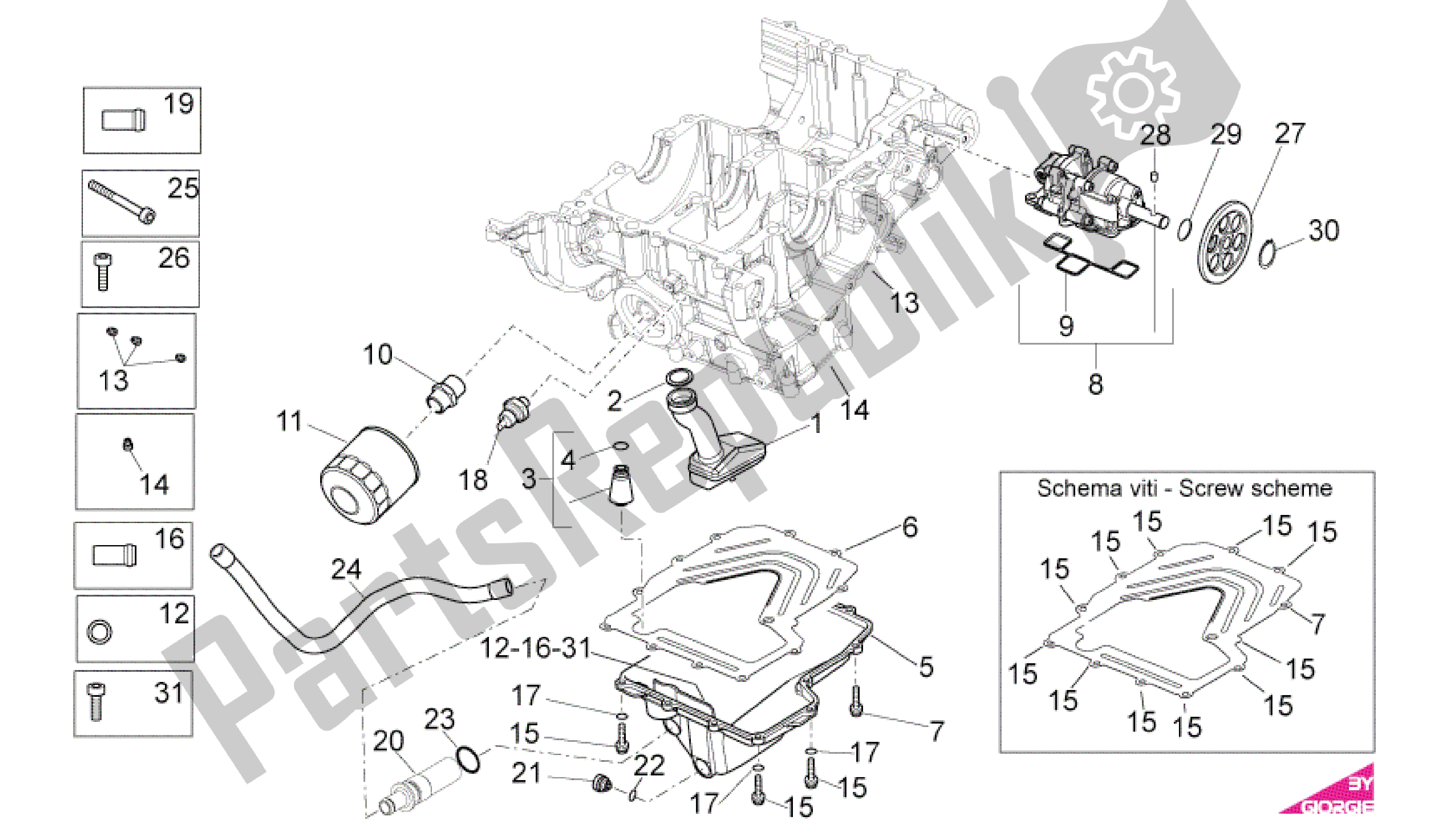 Alle onderdelen voor de Smering van de Aprilia RSV4 Factory SBK Racing 3979 1000 2009 - 2010