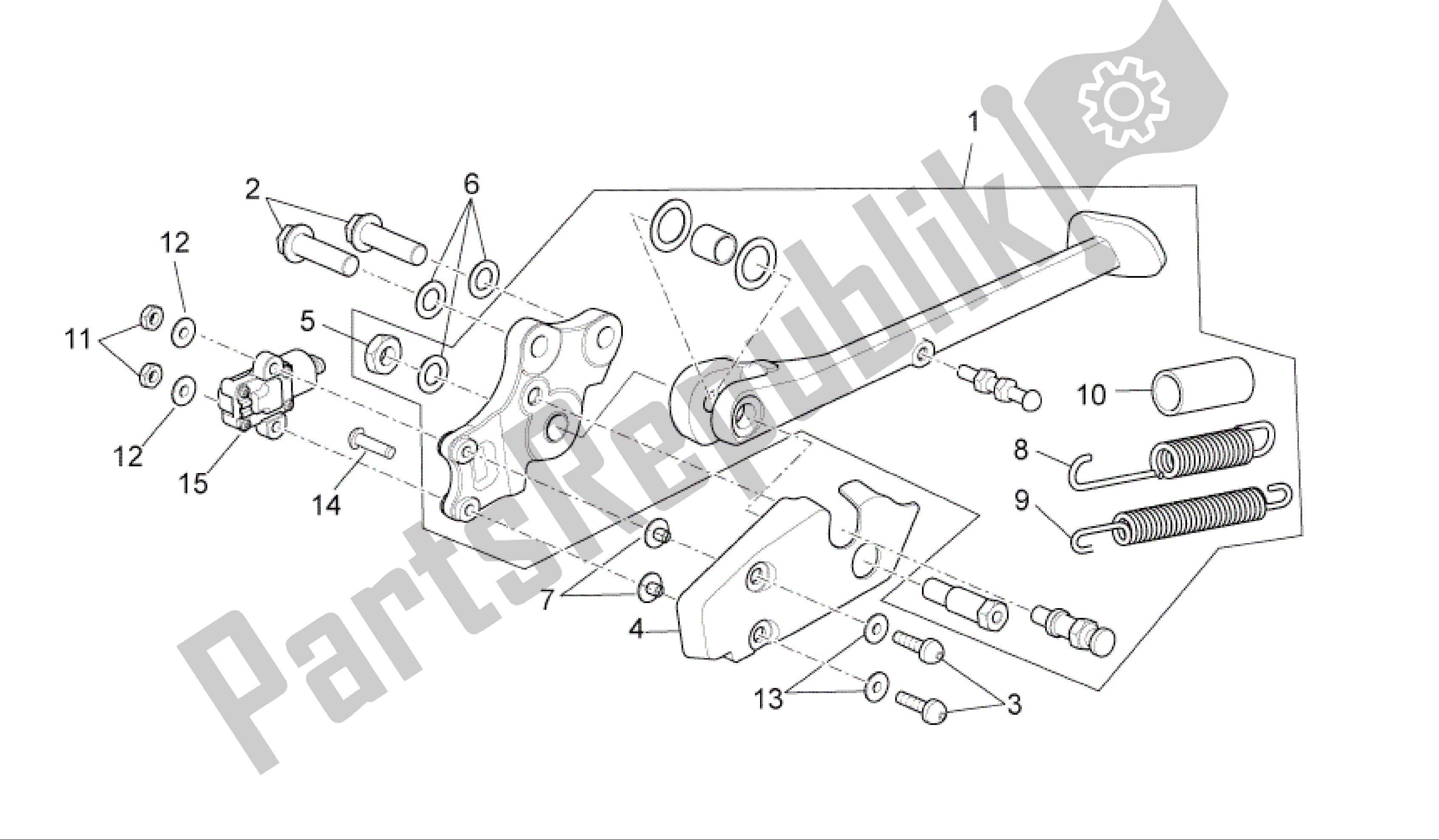 All parts for the Central Stand of the Aprilia RSV4 R 3980 1000 2009 - 2010