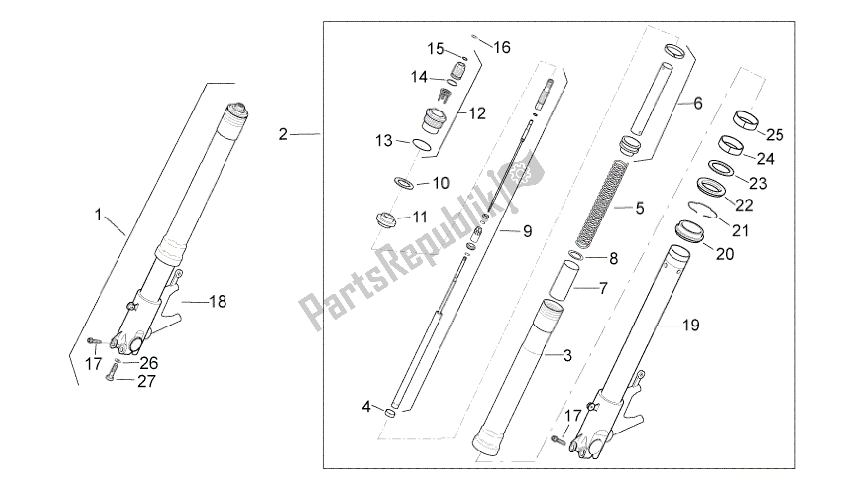 Wszystkie części do Przedni Widelec Aprilia RSV4 R 3980 1000 2009 - 2010