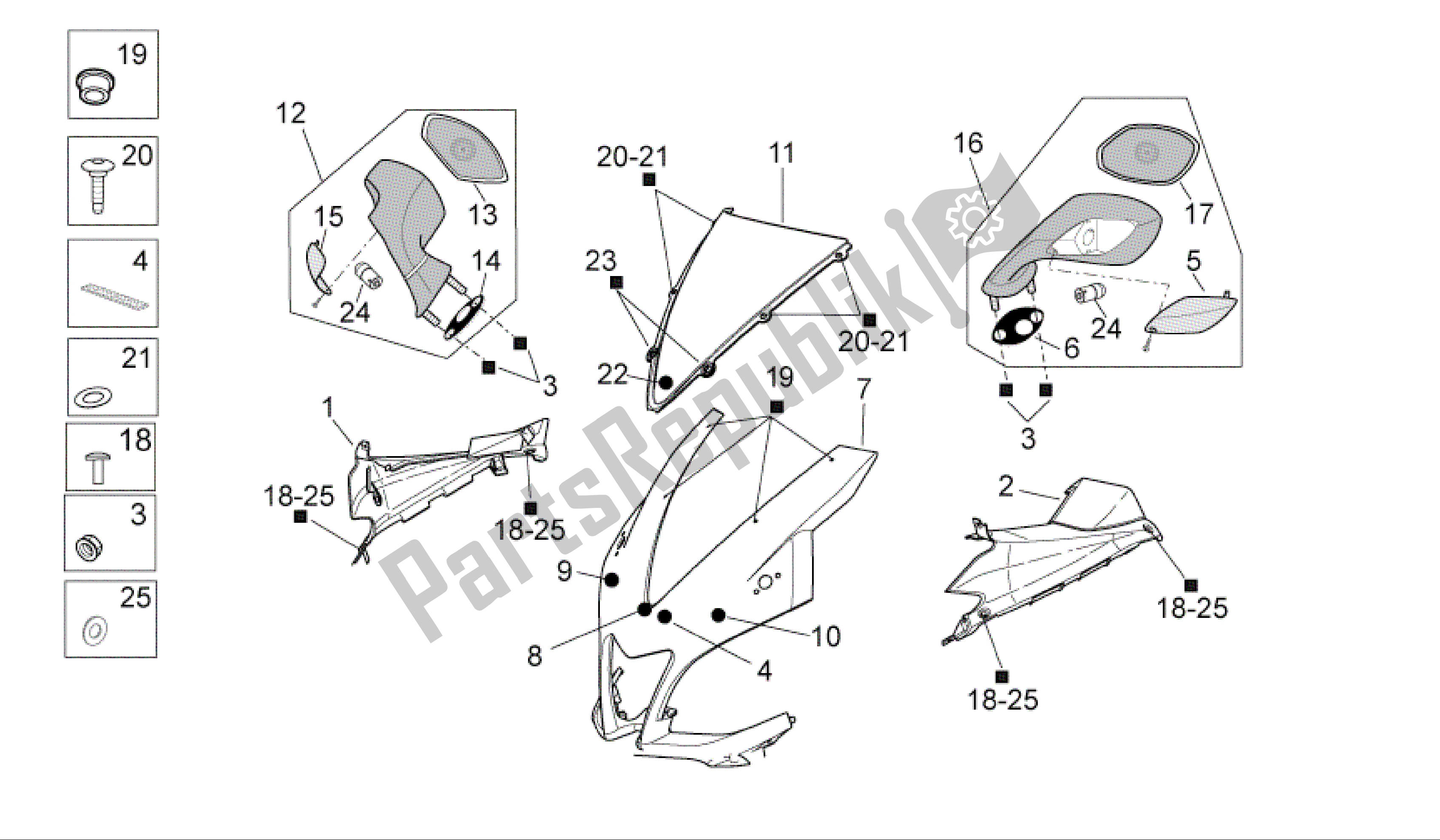 All parts for the Front Body I of the Aprilia RSV4 R 3980 1000 2009 - 2010