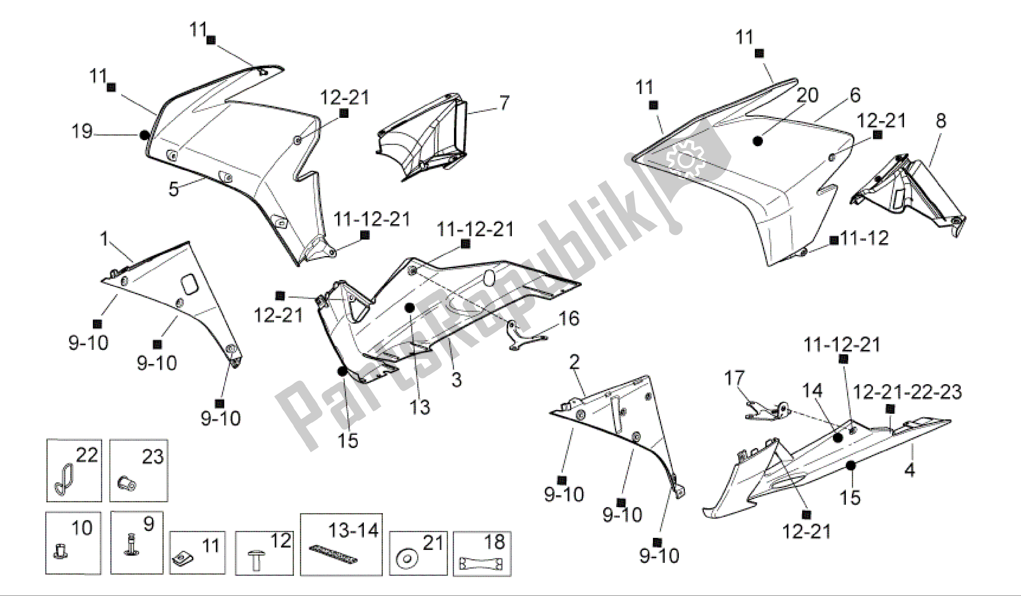 Alle Teile für das Vorderkörper Ii des Aprilia RSV4 R 3980 1000 2009 - 2010