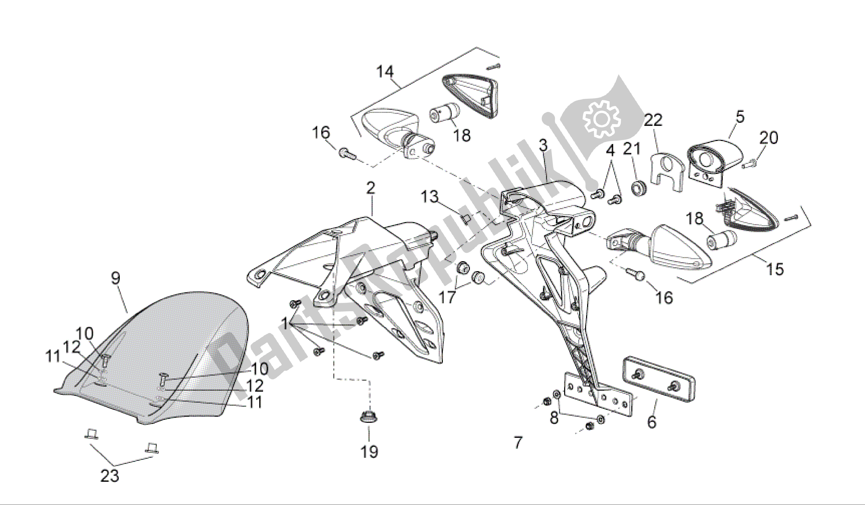 All parts for the Rear Body Ii of the Aprilia RSV4 R 3980 1000 2009 - 2010