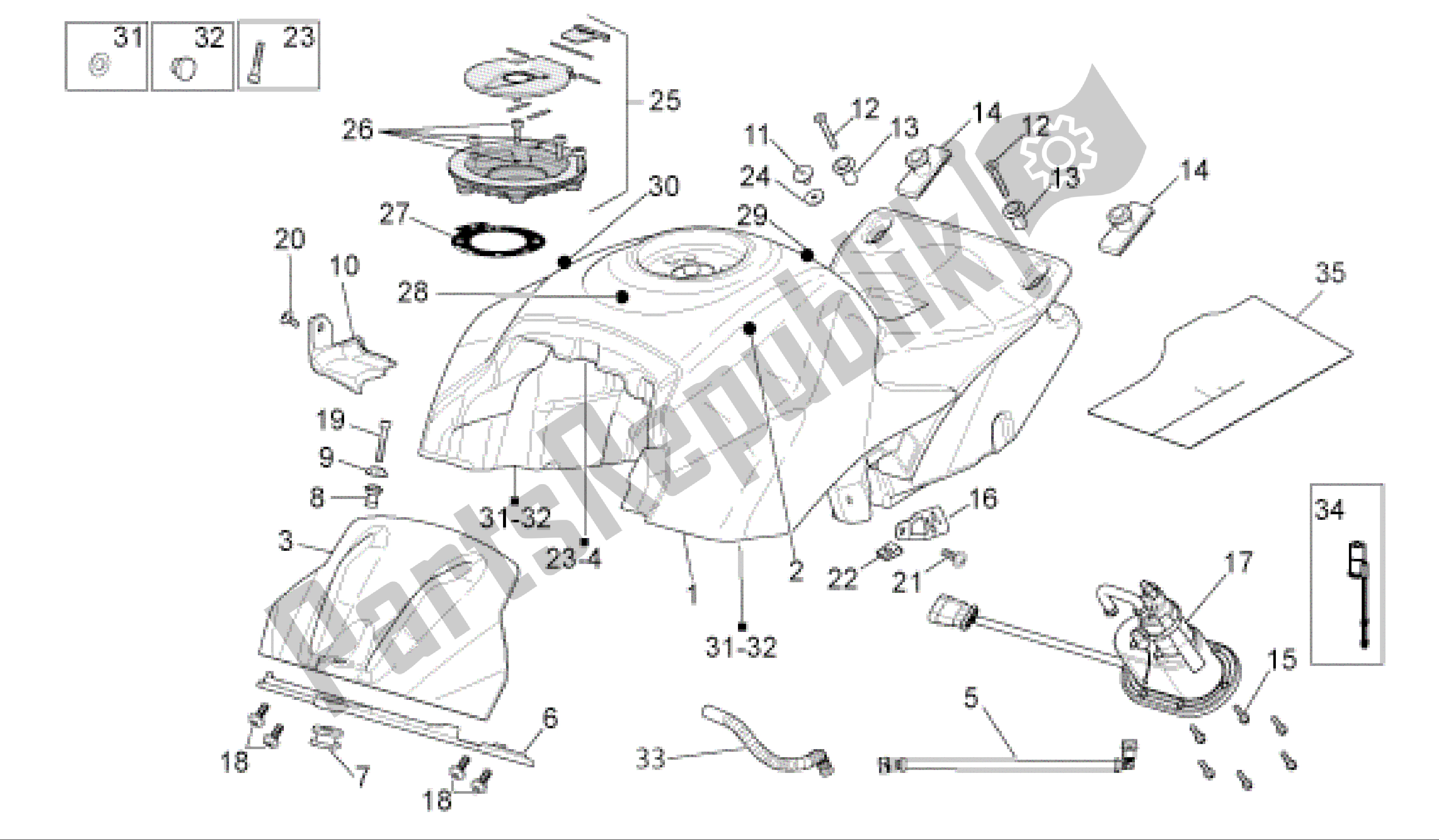 Todas las partes para Depósito De Combustible de Aprilia RSV4 R 3980 1000 2009 - 2010