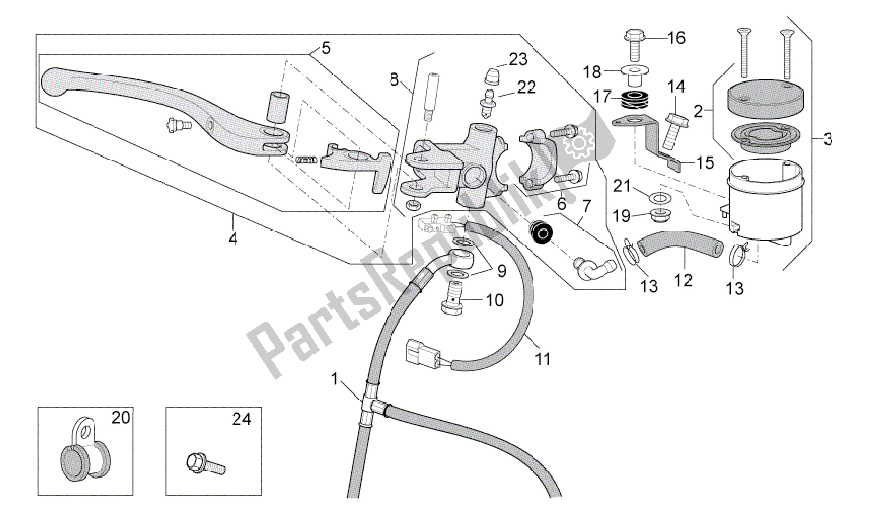 All parts for the Front Master Cilinder of the Aprilia RSV4 R 3980 1000 2009 - 2010