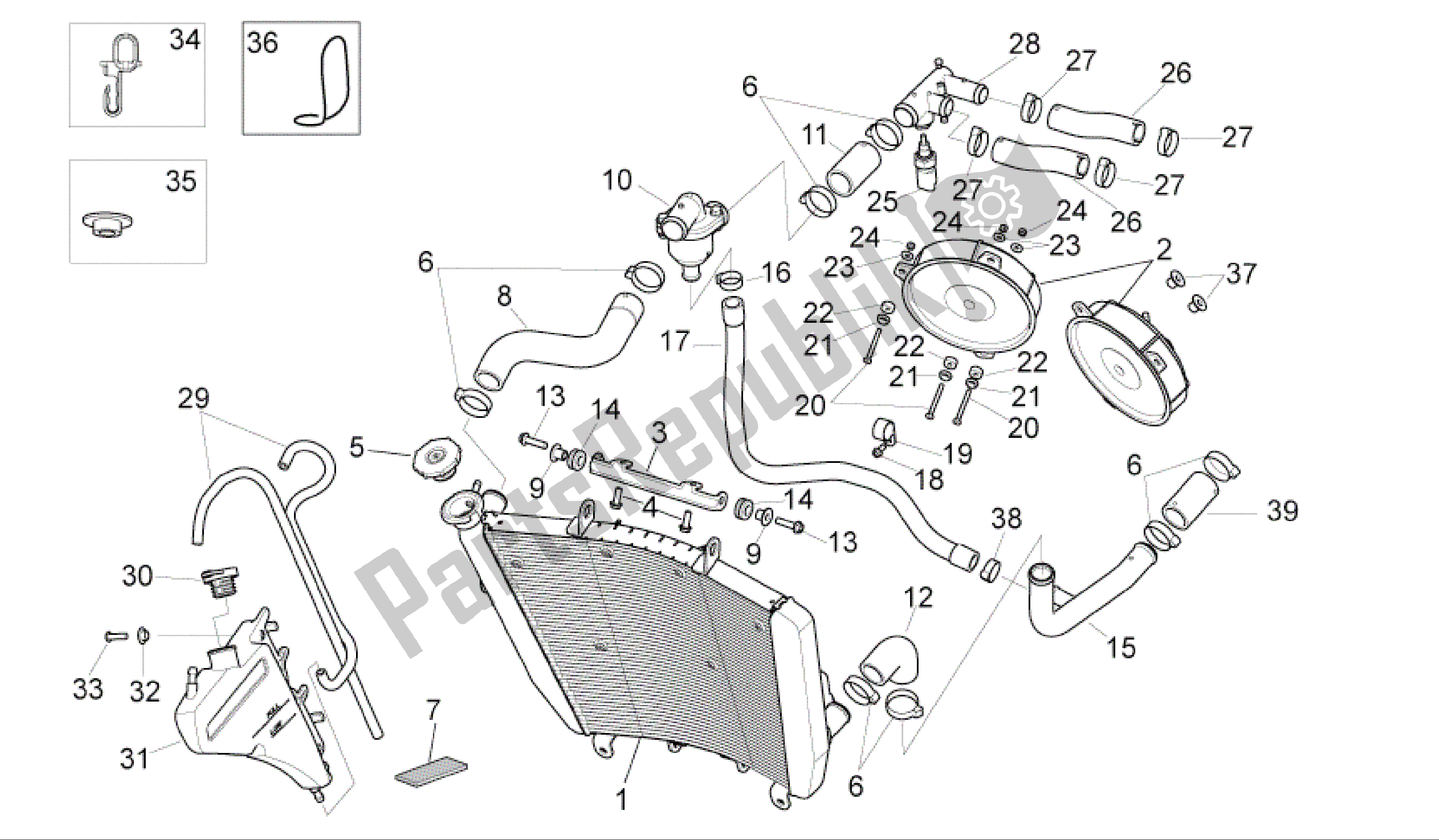 All parts for the Cooling System of the Aprilia RSV4 R 3980 1000 2009 - 2010