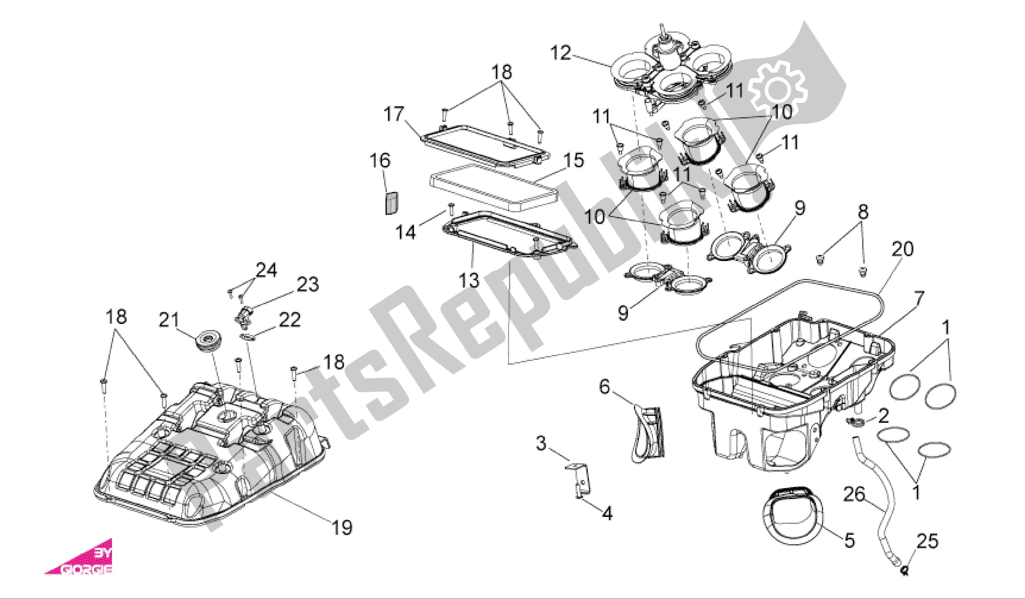 All parts for the Air Box of the Aprilia RSV4 R 3980 1000 2009 - 2010