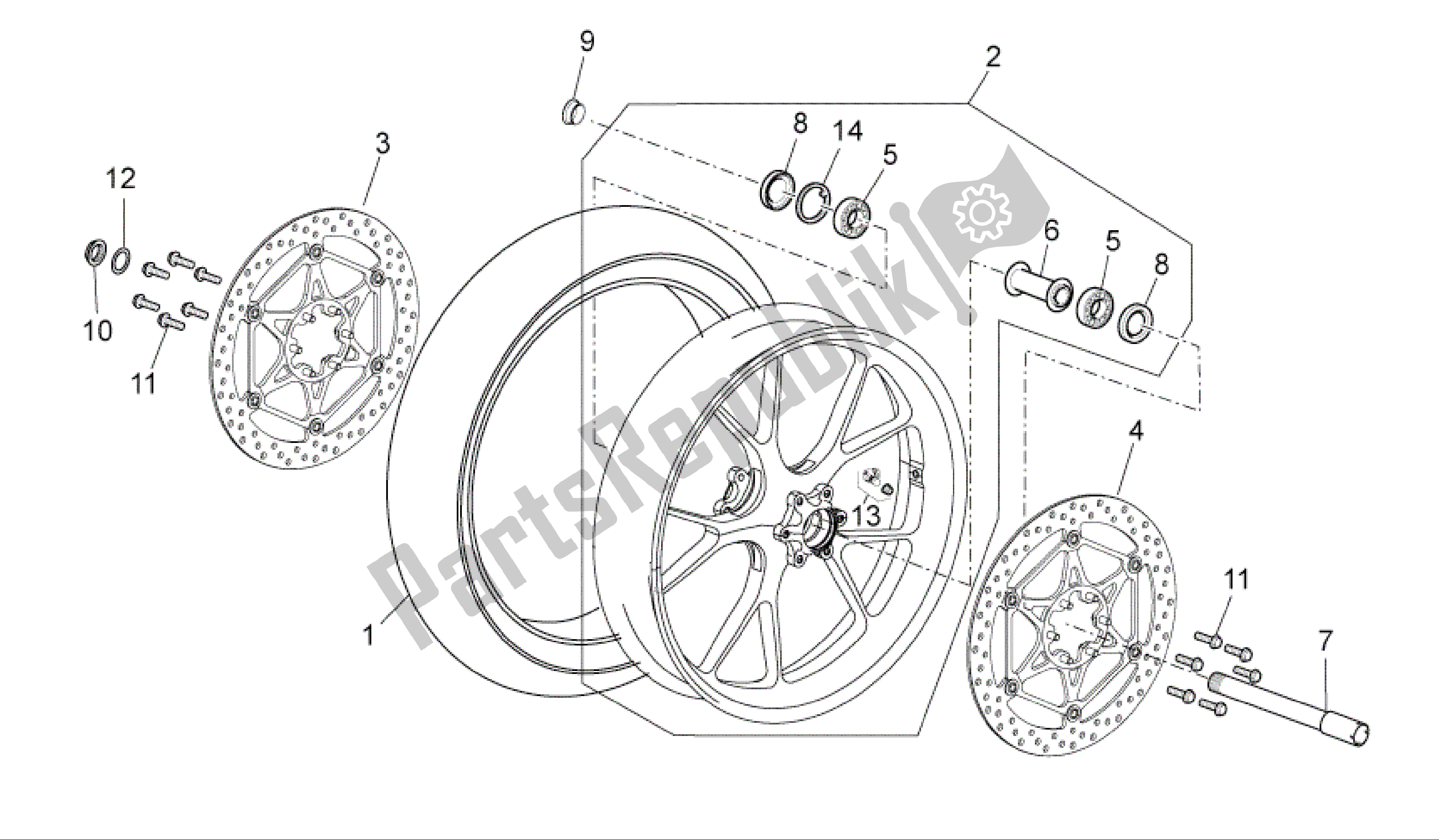 Tutte le parti per il Ruota Anteriore del Aprilia RSV4 R 3980 1000 2009 - 2010