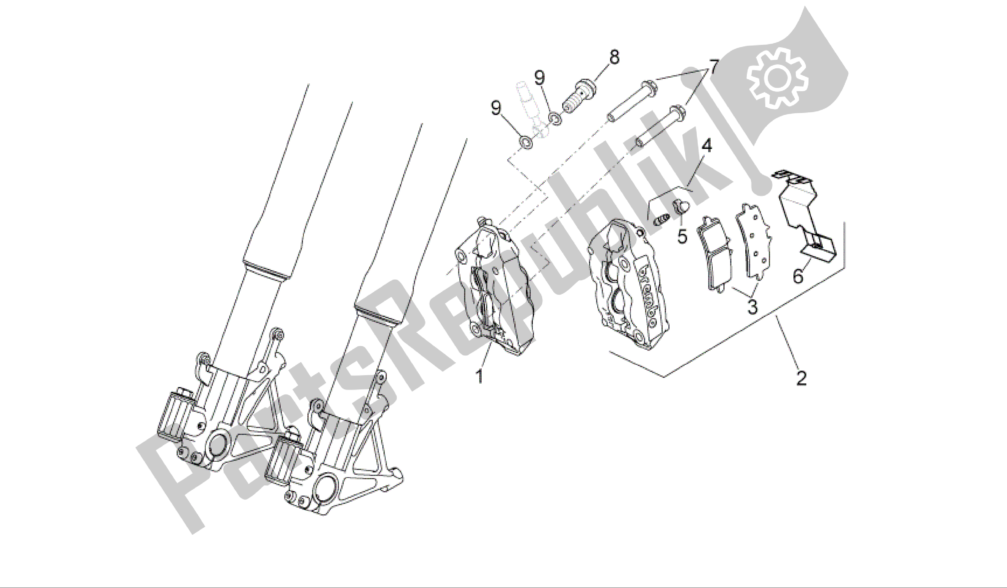 All parts for the Front Brake Caliper of the Aprilia RSV4 R 3980 1000 2009 - 2010