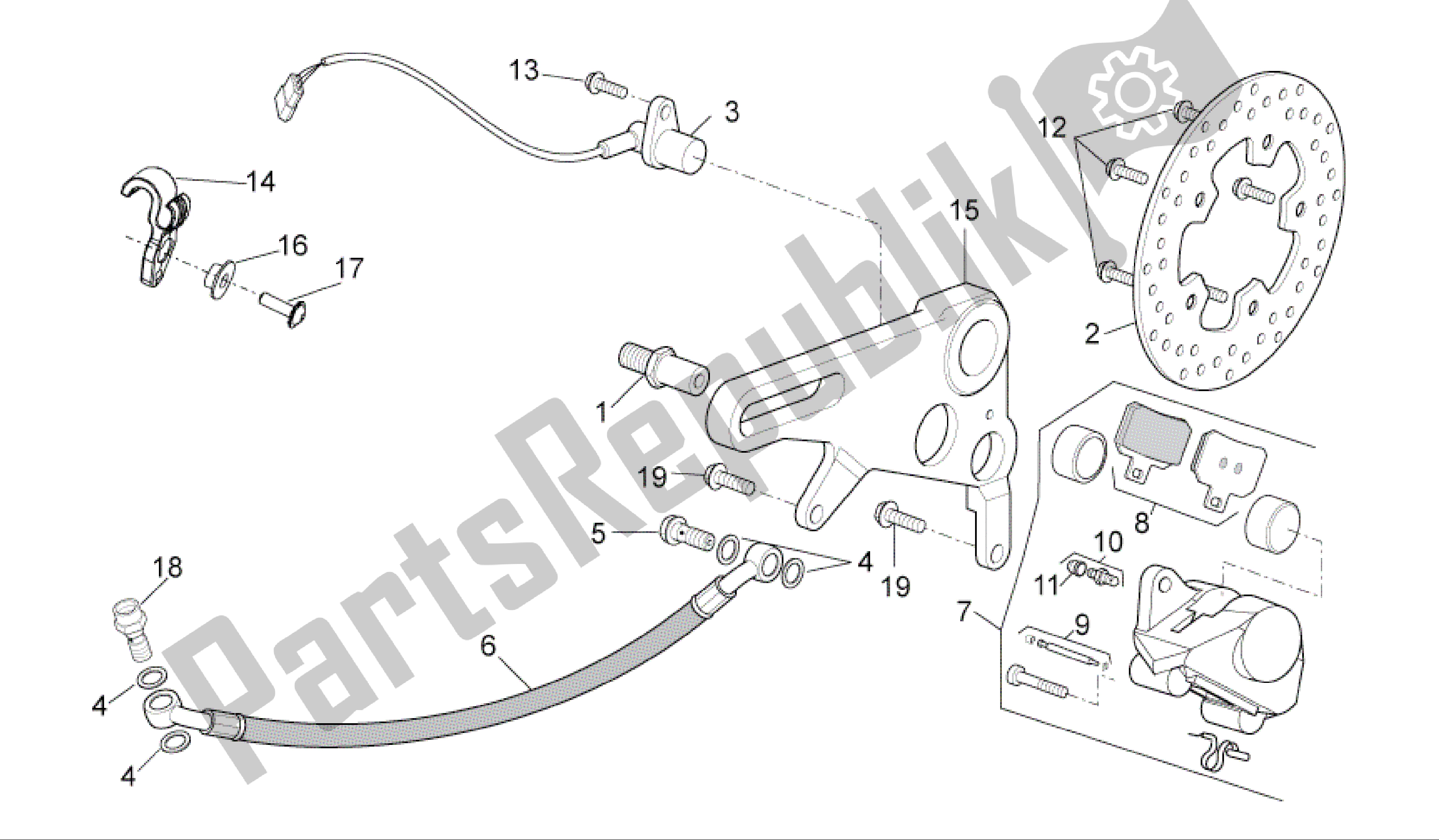 All parts for the Rear Brake Caliper of the Aprilia RSV4 R 3980 1000 2009 - 2010