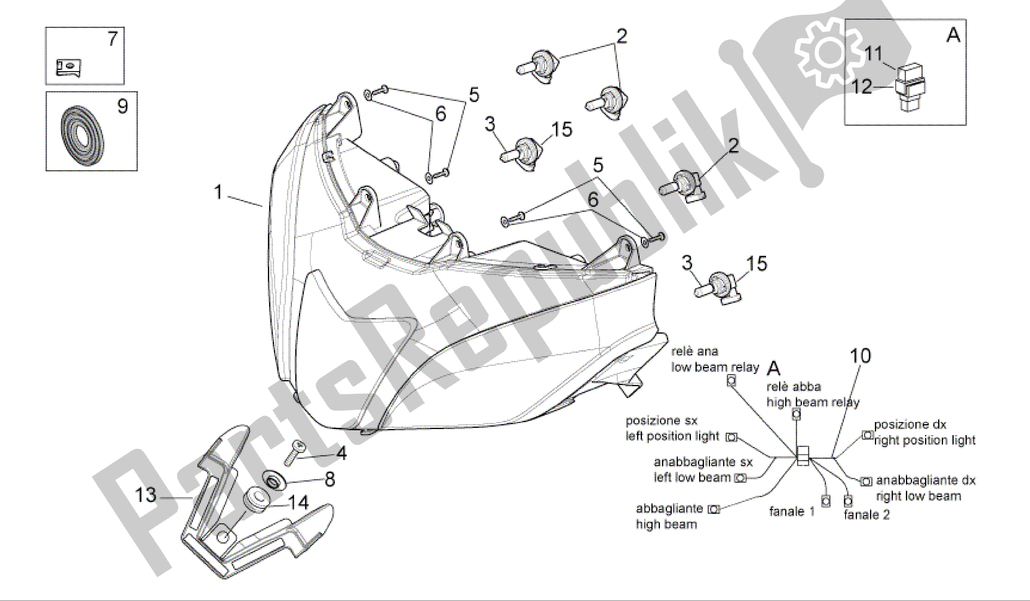 Alle Teile für das Scheinwerfer des Aprilia RSV4 R 3980 1000 2009 - 2010