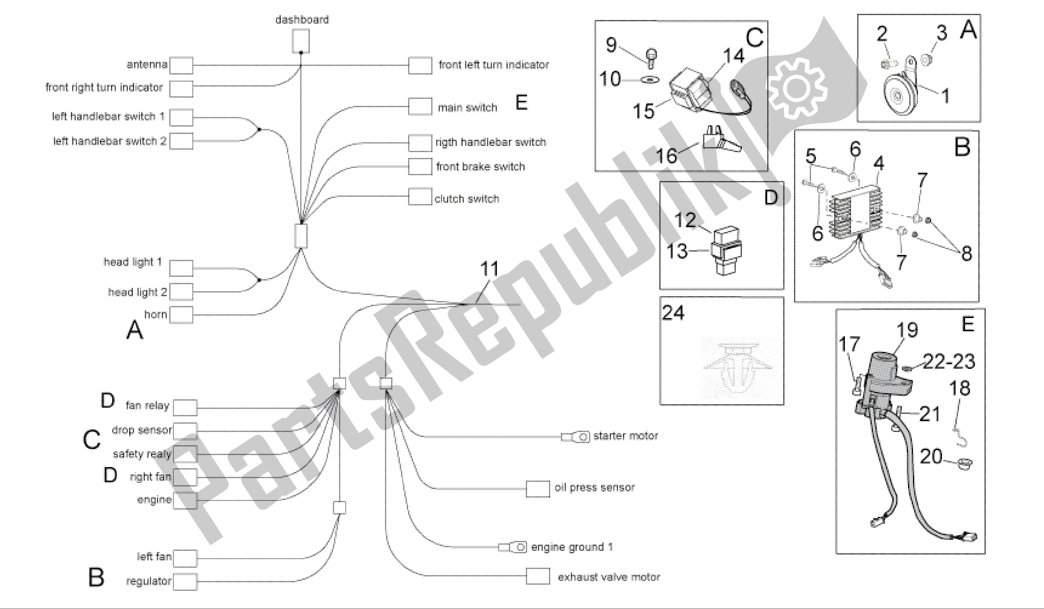 All parts for the Electrical System I of the Aprilia RSV4 R 3980 1000 2009 - 2010