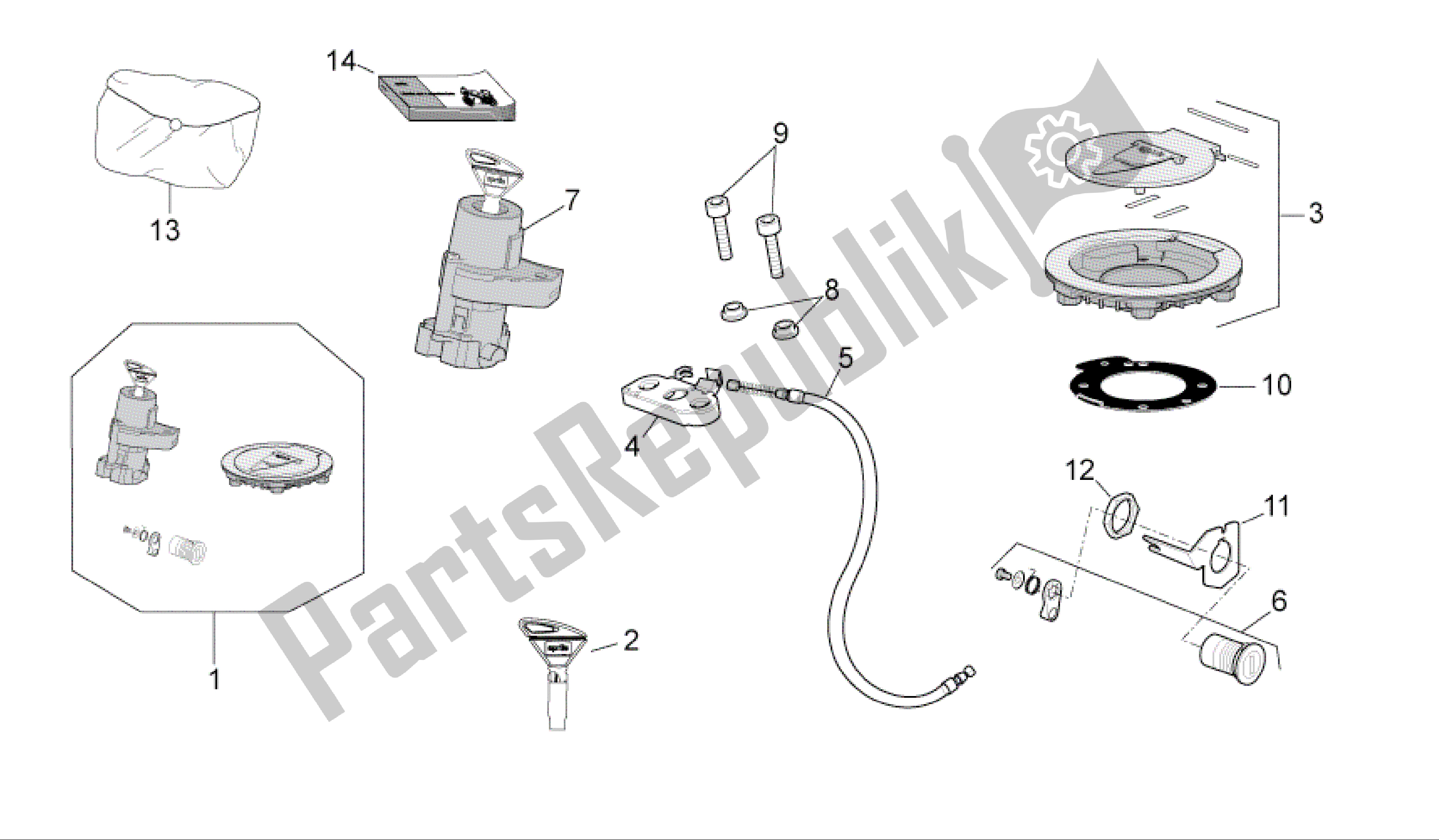 Wszystkie części do Zestaw Oku? Do Zamka Aprilia RSV4 R 3980 1000 2009 - 2010