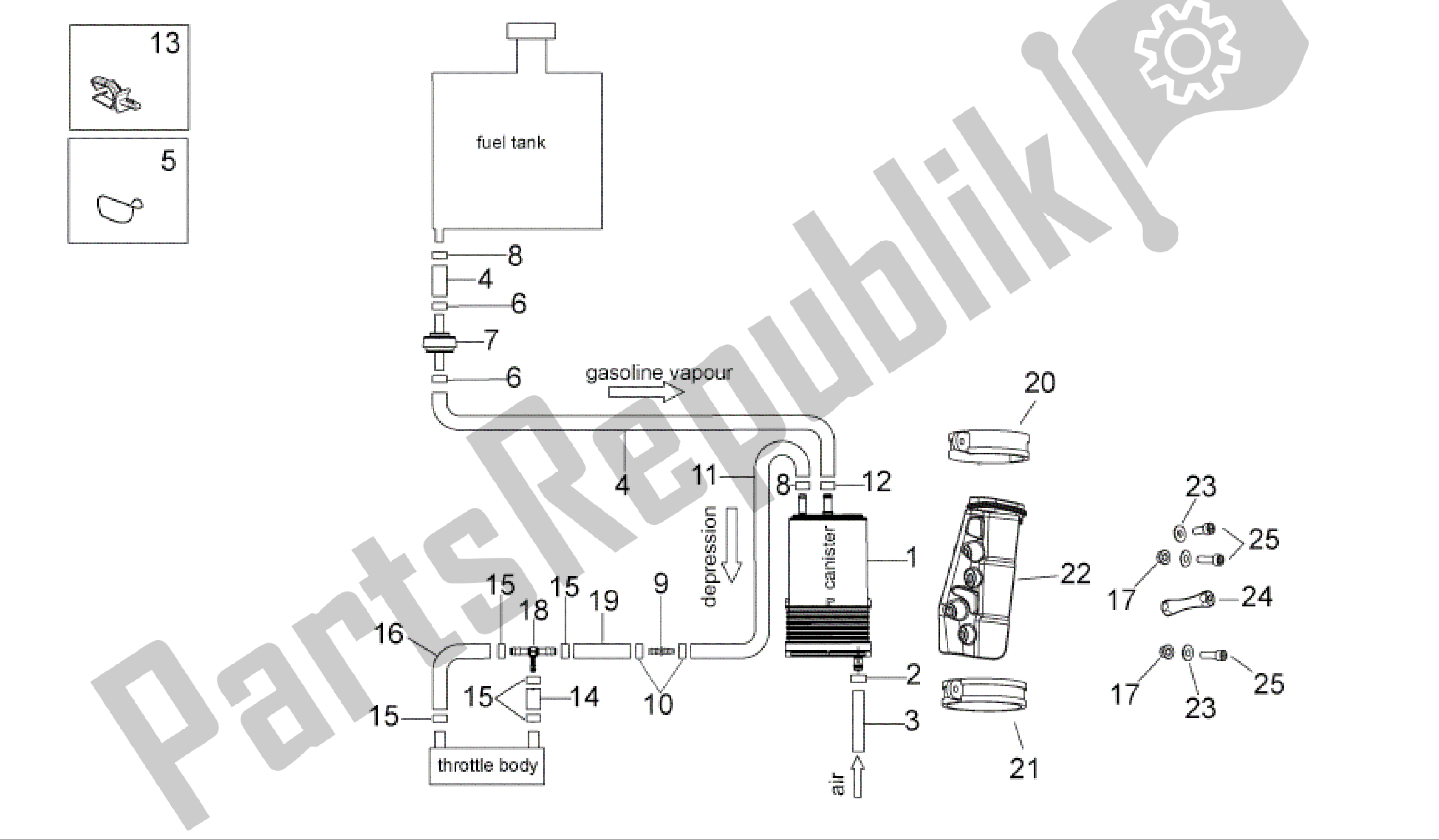 Todas las partes para Sistema De Recuperación De Vapor De Combustible de Aprilia RSV4 R 3980 1000 2009 - 2010