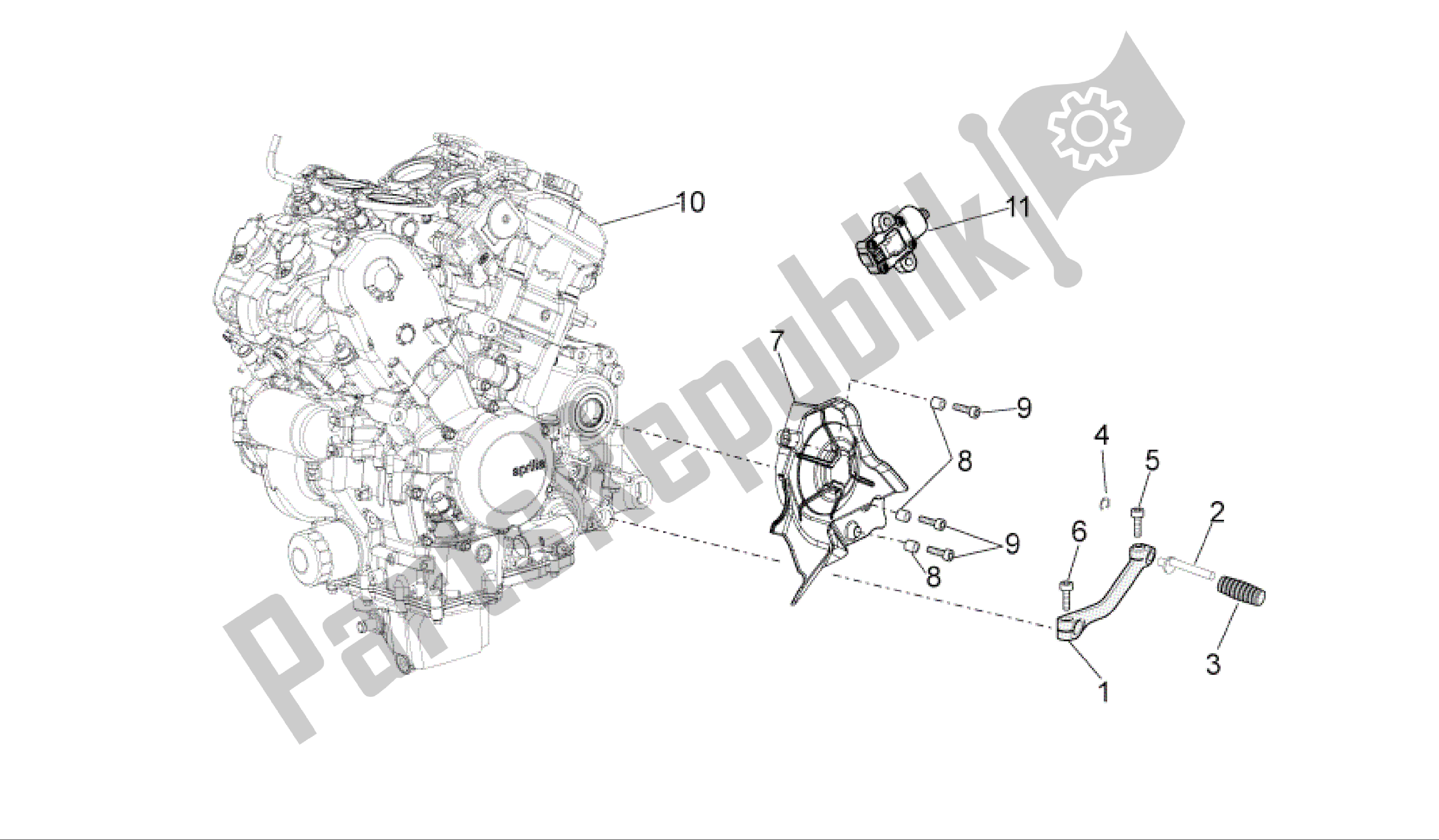 All parts for the Engine of the Aprilia RSV4 R 3980 1000 2009 - 2010