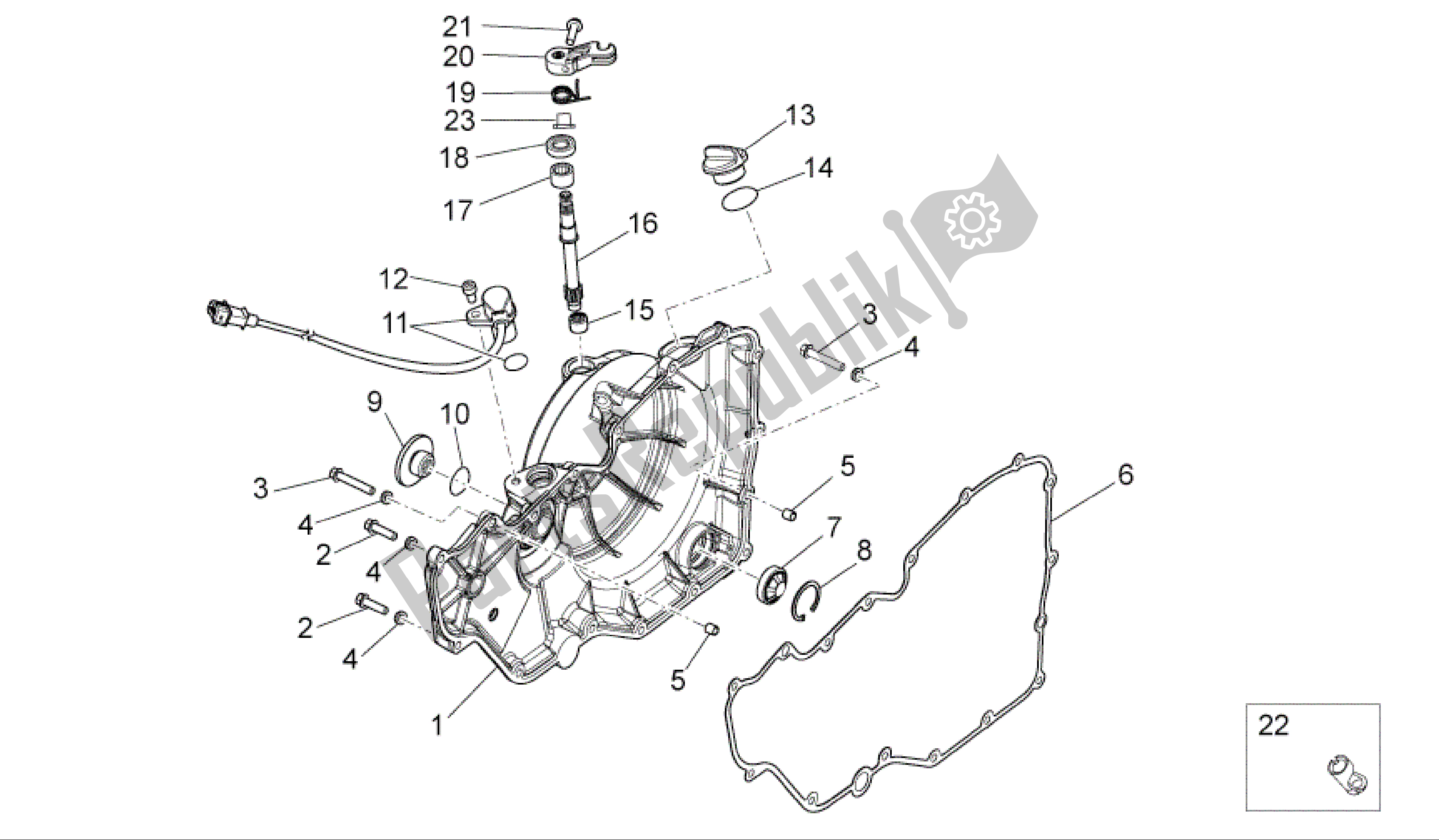 Todas as partes de Tampa Da Embreagem do Aprilia RSV4 R 3980 1000 2009 - 2010