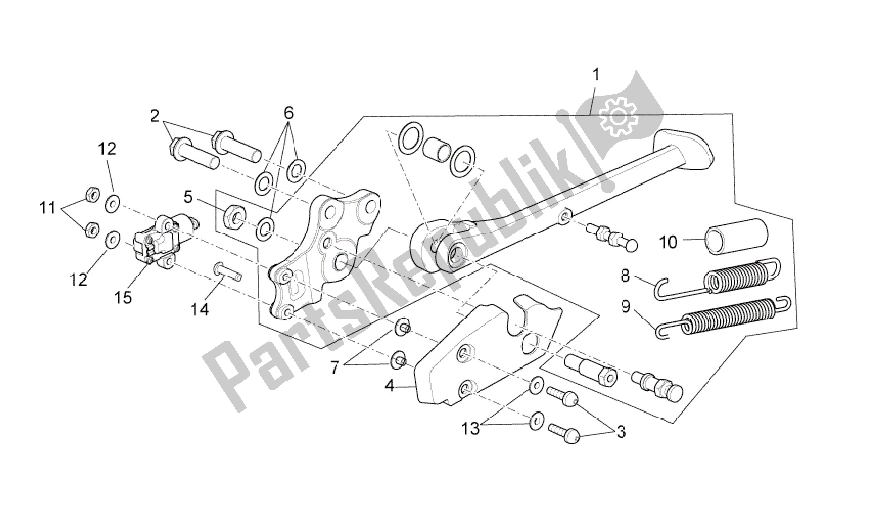 All parts for the Central Stand of the Aprilia RSV4 Aprc Factory 3981 1000 2011 - 2012