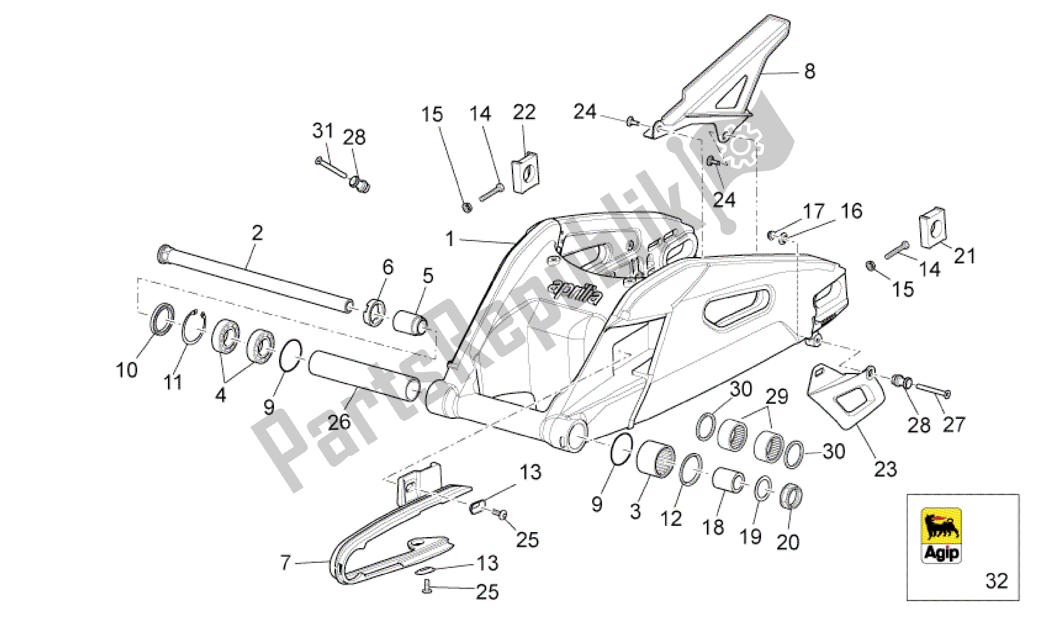 All parts for the Swing Arm of the Aprilia RSV4 Aprc Factory 3981 1000 2011 - 2012