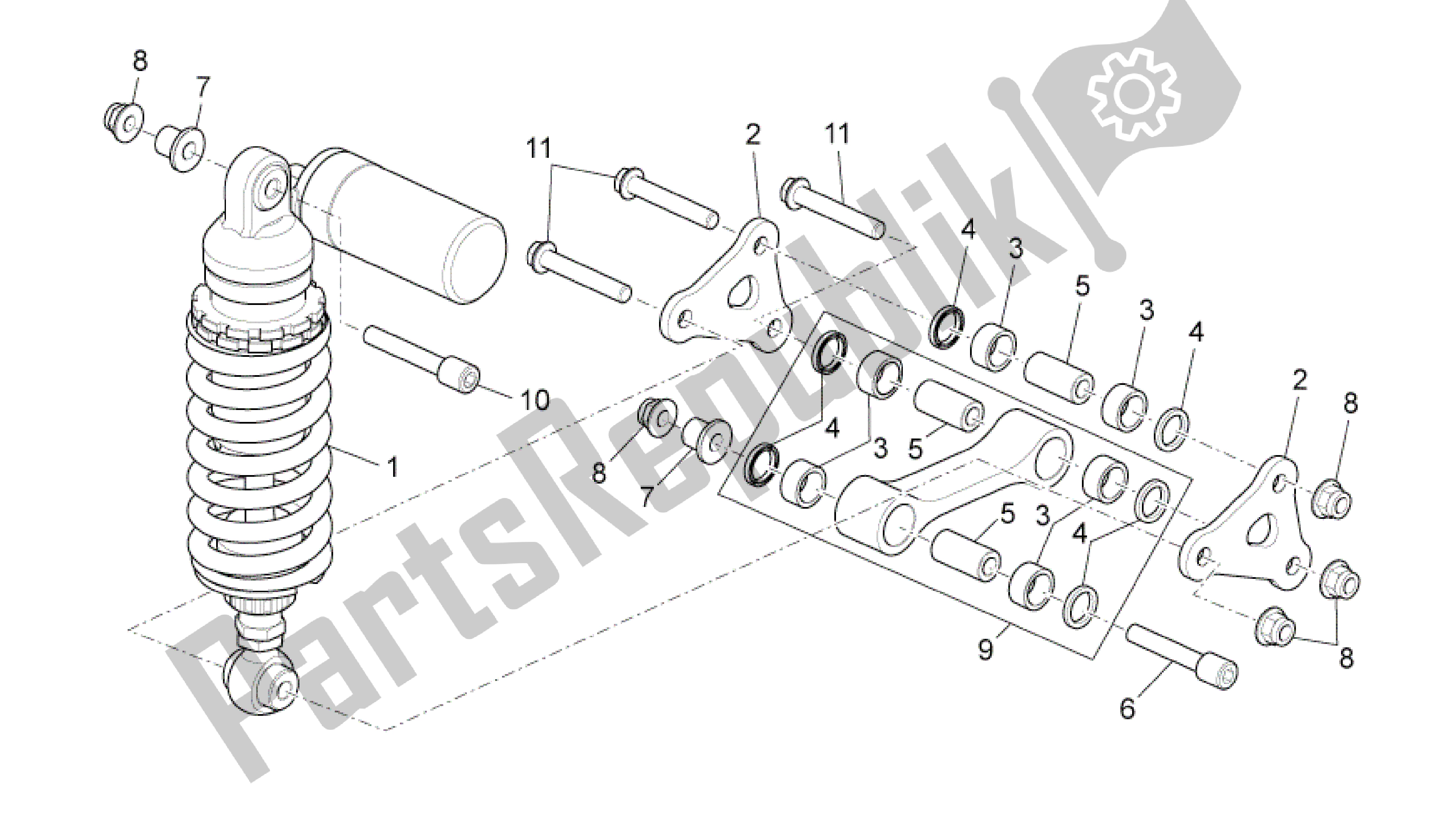 Todas as partes de Amortecedor Traseiro do Aprilia RSV4 Aprc Factory 3981 1000 2011 - 2012