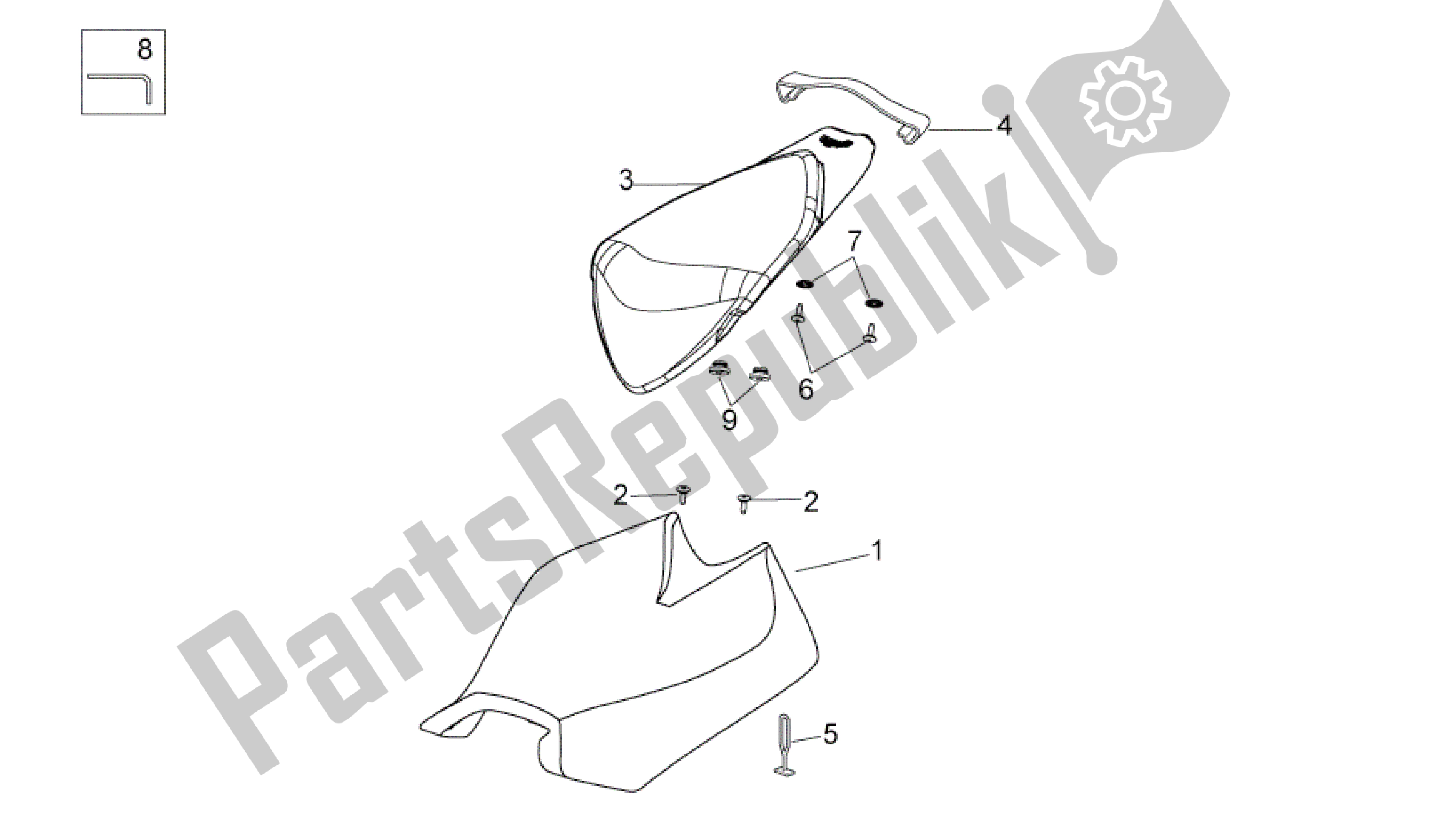 Todas as partes de Selim do Aprilia RSV4 Aprc Factory 3981 1000 2011 - 2012