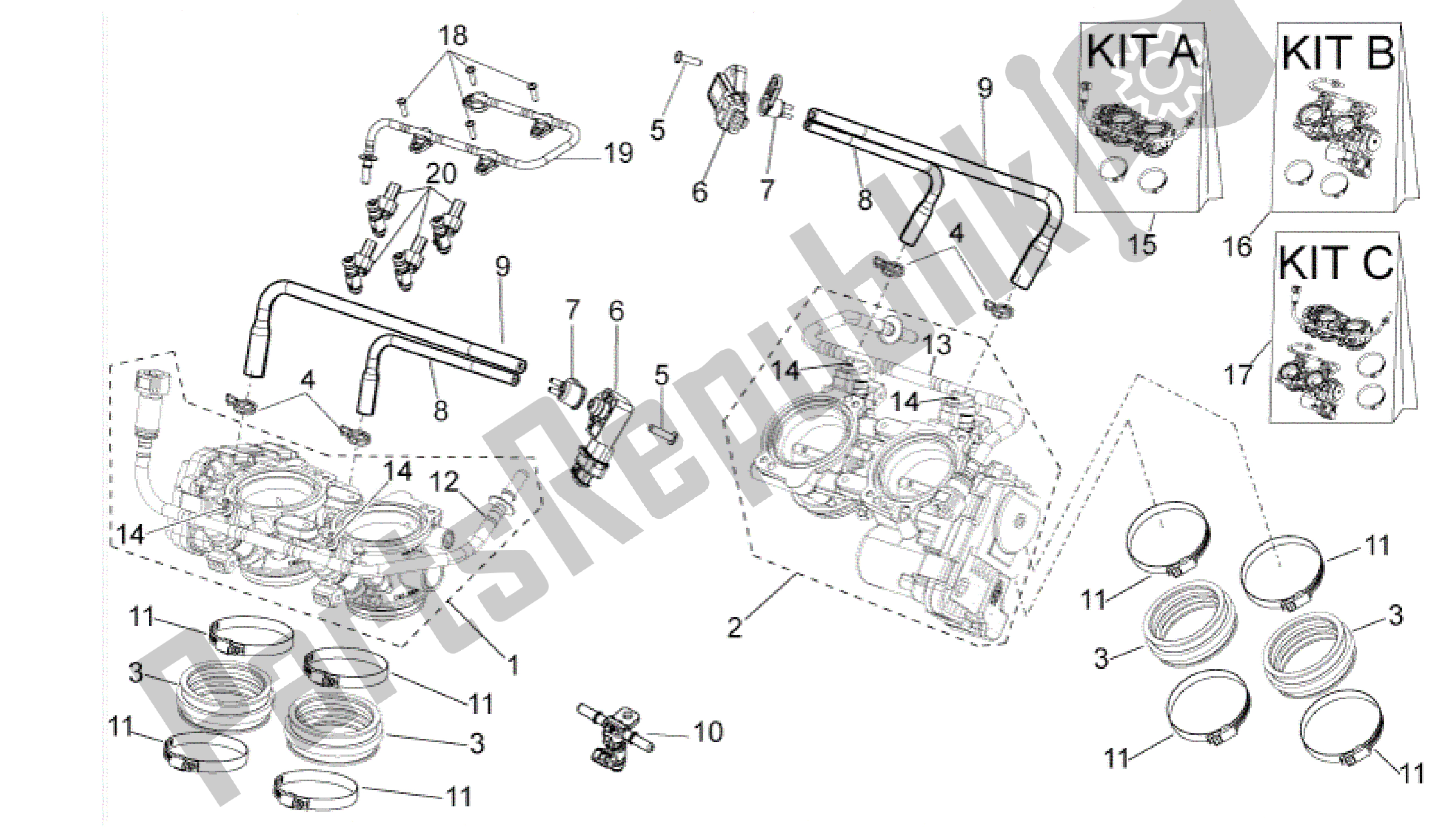 Wszystkie części do Korpus Przepustnicy Aprilia RSV4 Aprc Factory 3981 1000 2011 - 2012