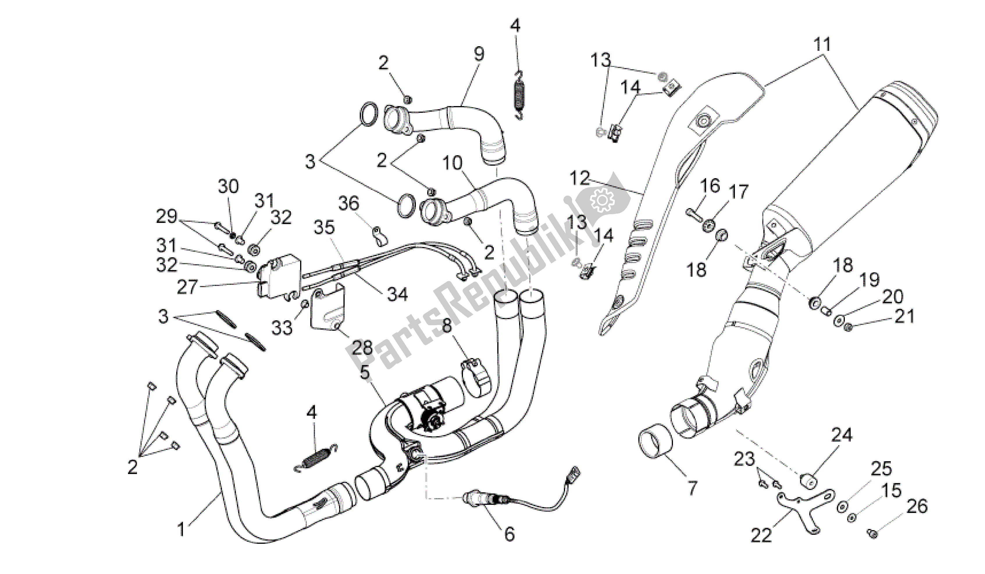 Alle onderdelen voor de Uitlaatpijp I van de Aprilia RSV4 Aprc Factory 3981 1000 2011 - 2012