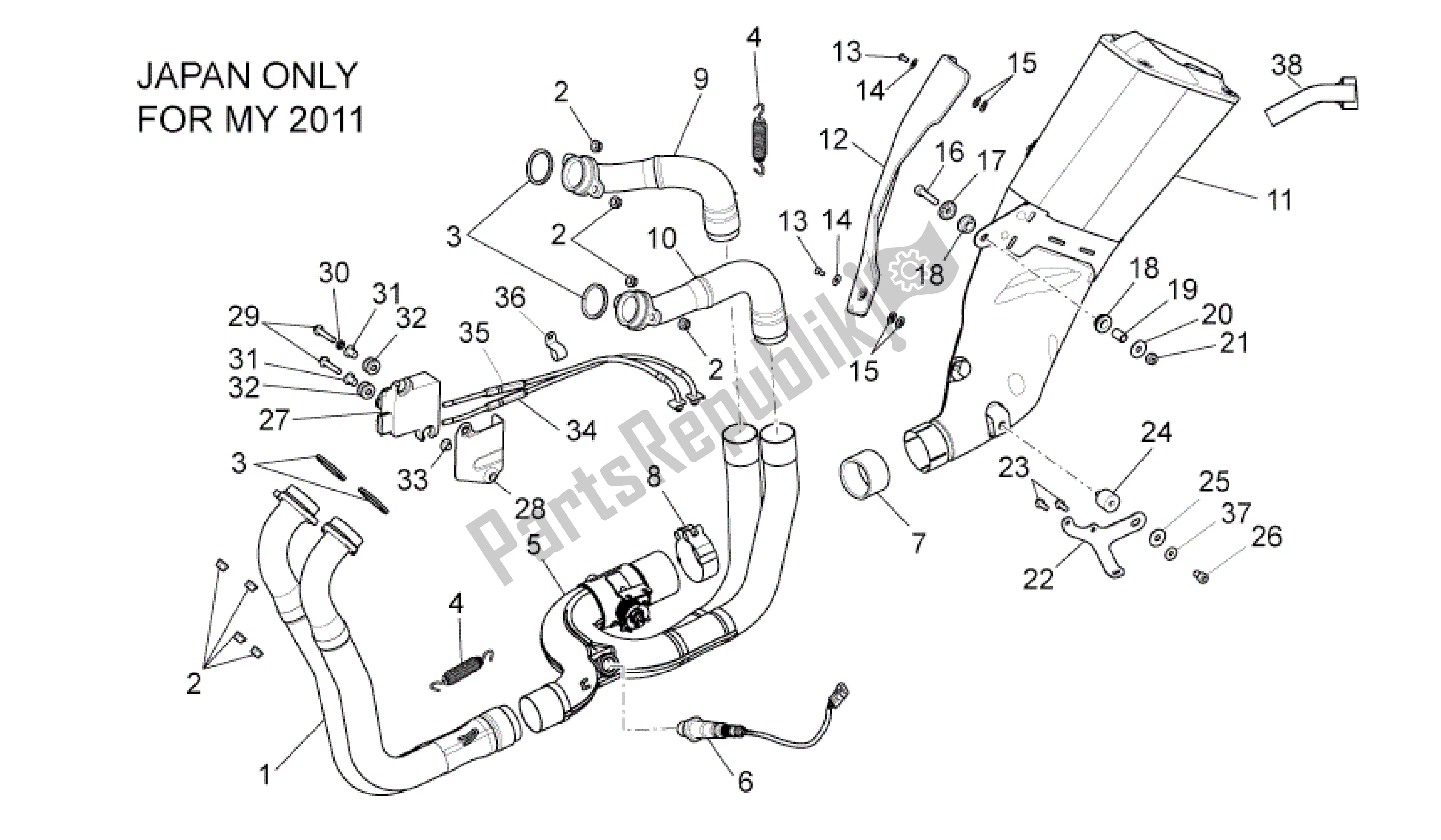 Toutes les pièces pour le Tuyau D'échappement Ii du Aprilia RSV4 Aprc Factory 3981 1000 2011 - 2012