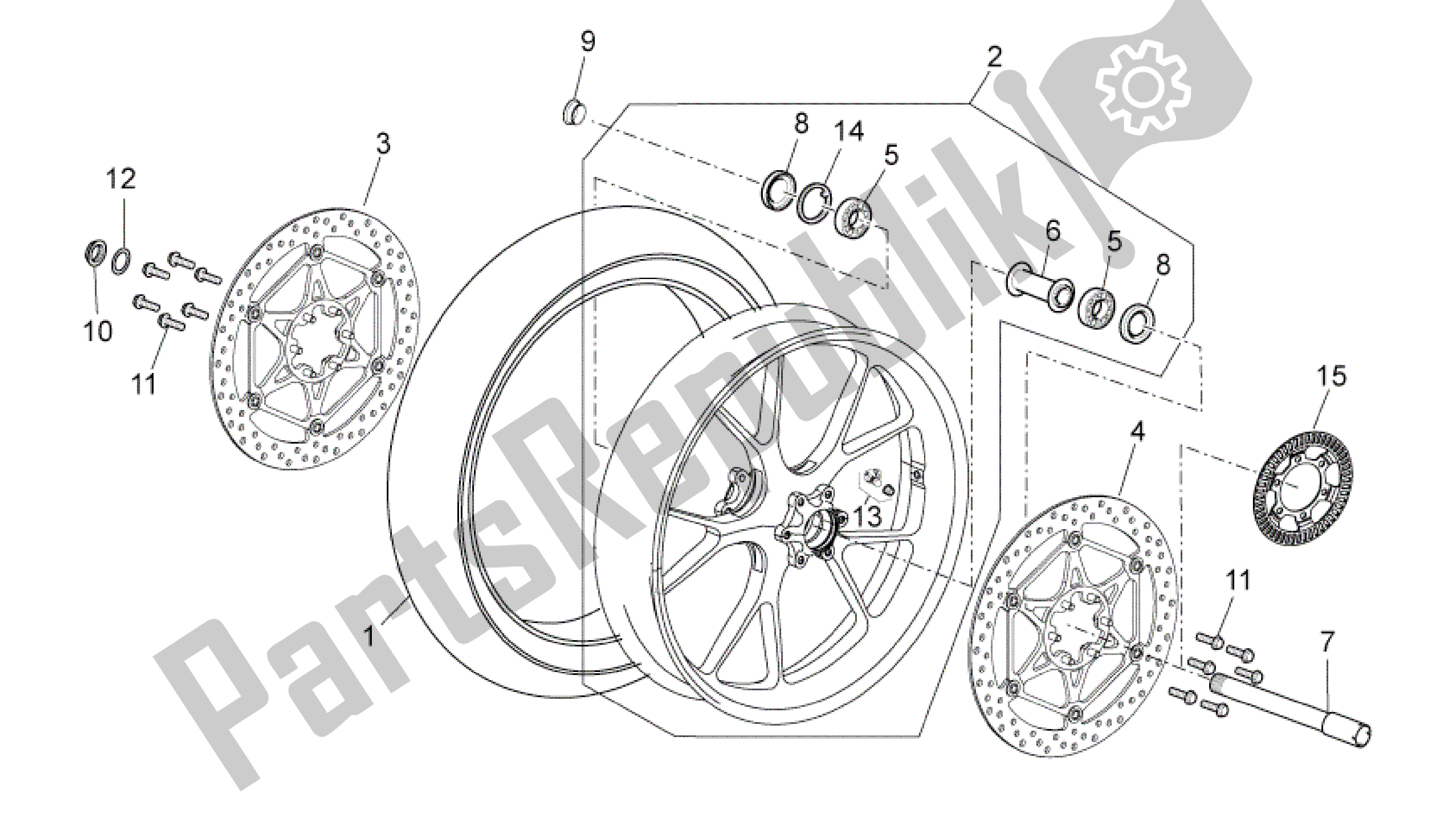 Alle onderdelen voor de Voorwiel van de Aprilia RSV4 Aprc Factory 3981 1000 2011 - 2012