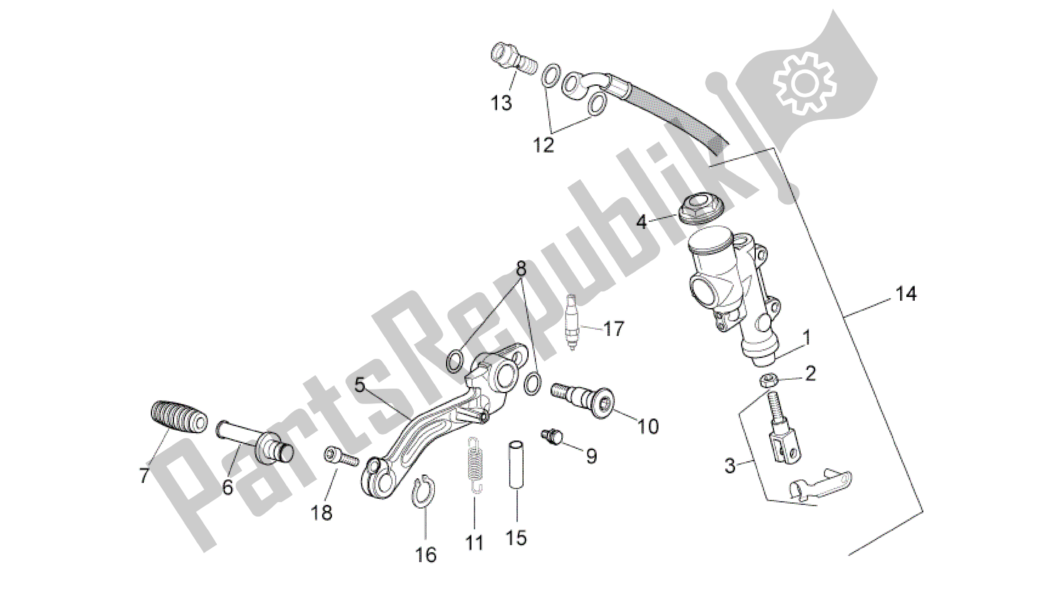 Todas las partes para Cilindro Maestro Trasero de Aprilia RSV4 Aprc Factory 3981 1000 2011 - 2012